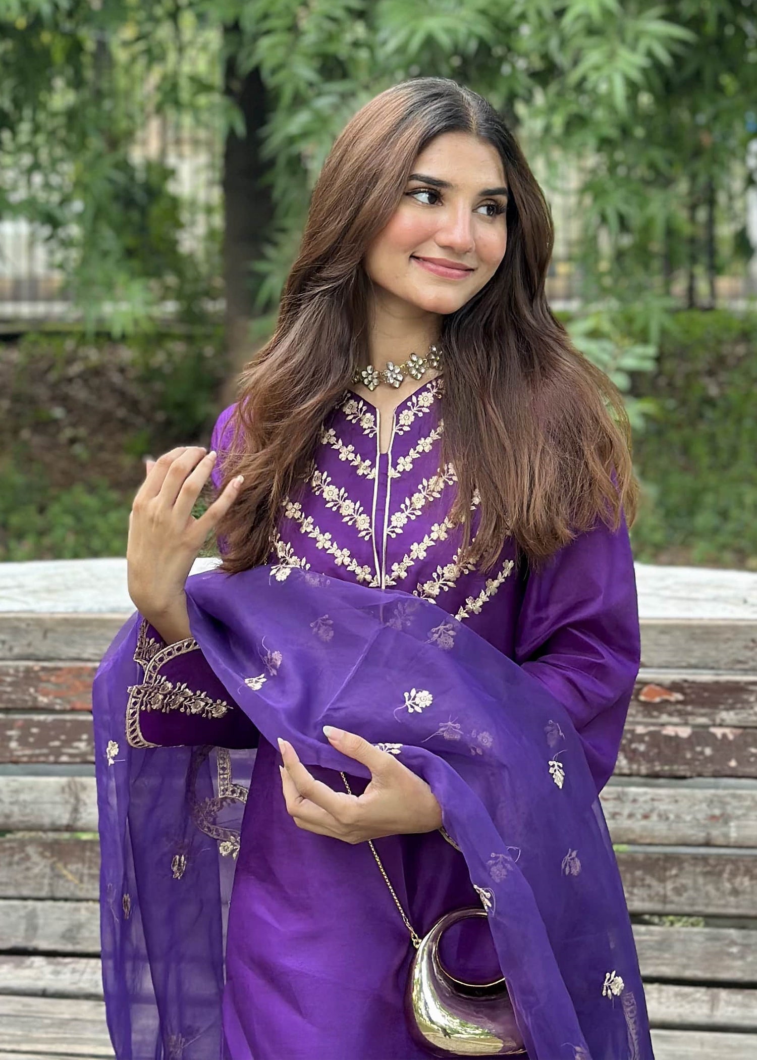 kattan silk Kurta Set in Purple heart