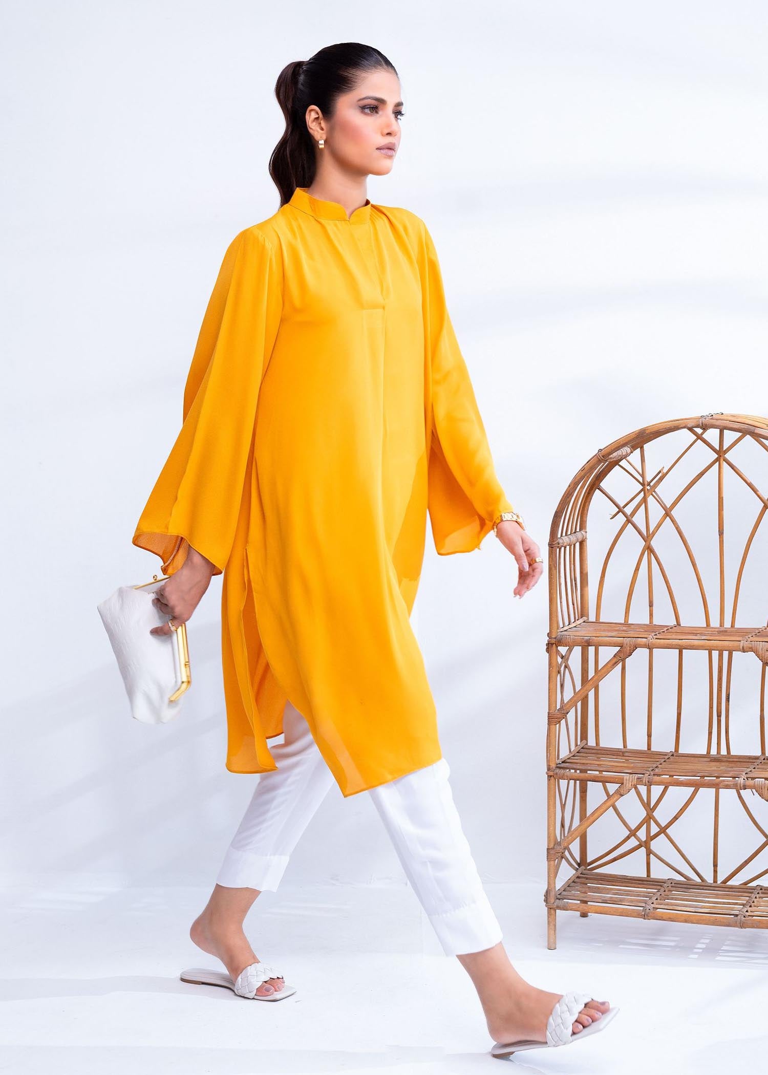 georgette chiffon Kurta Set in Yellow