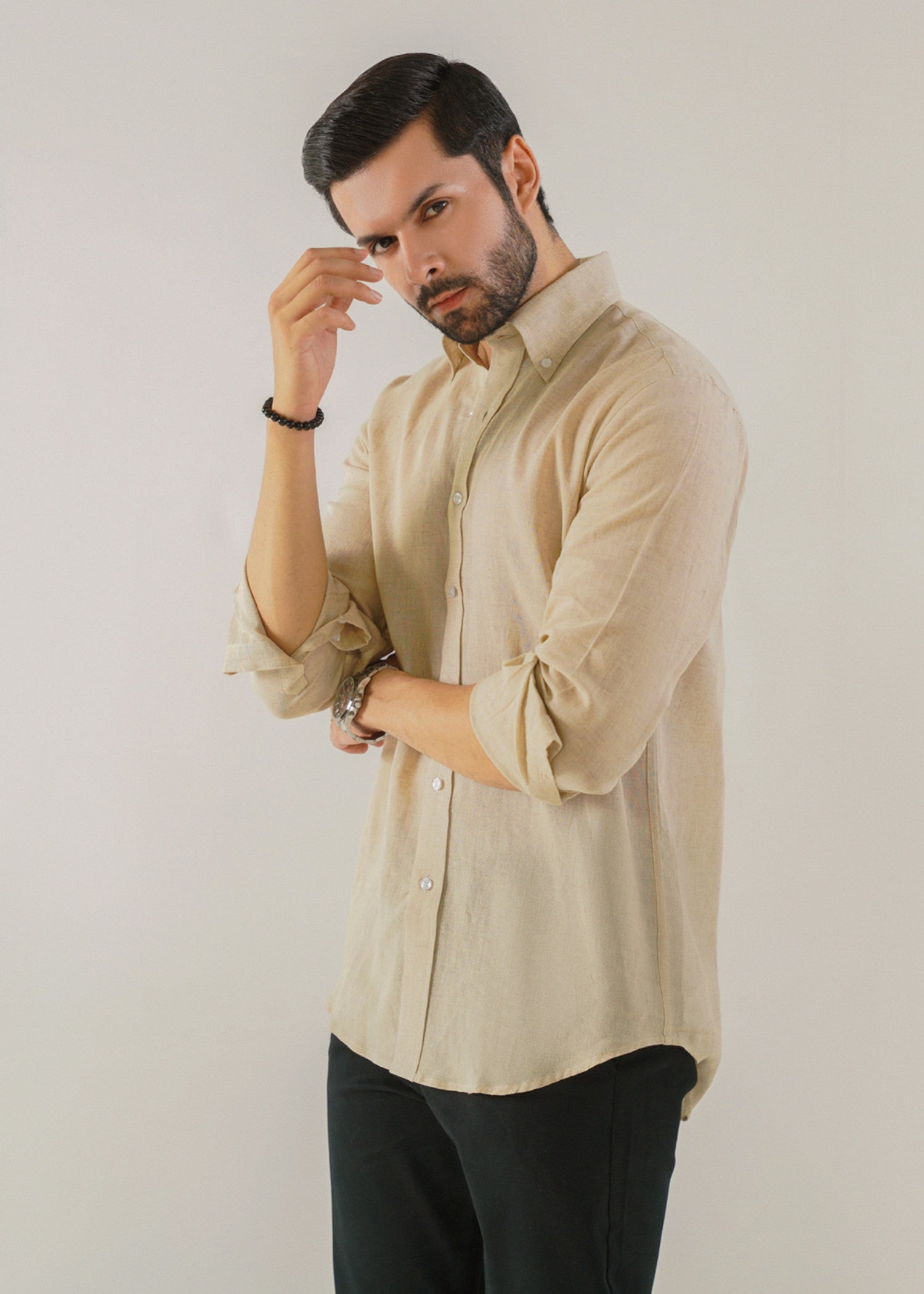 linen Casual Shirt in Vanilla by Lapel by Gem Garments