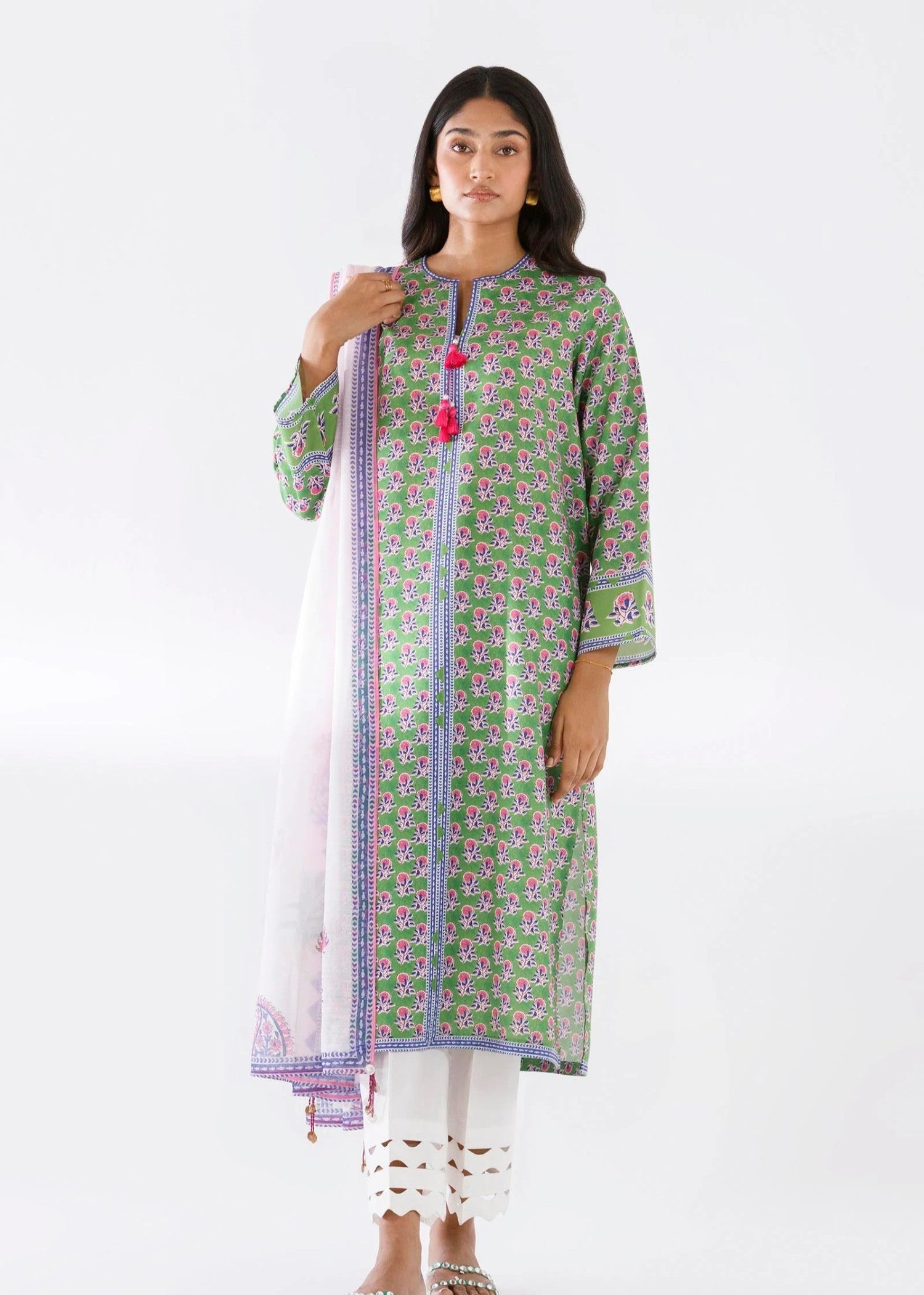 viscose Kurta Set in Sage green