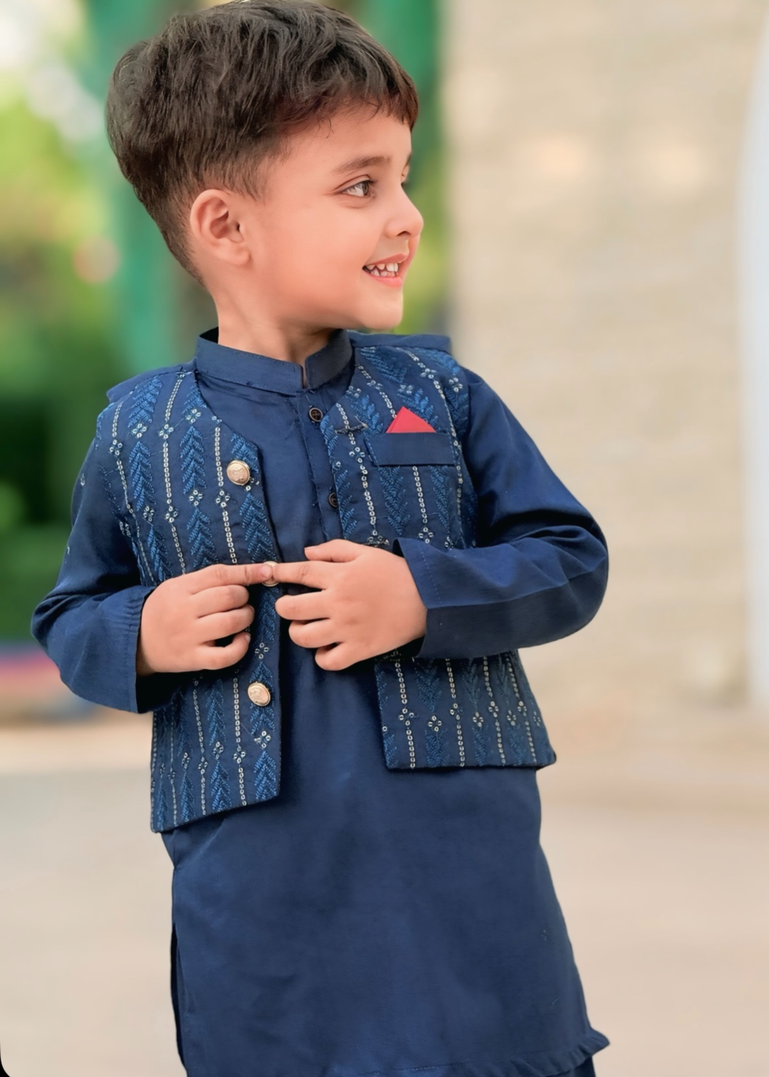 wash & wear Waistcoat in Cobalt blue