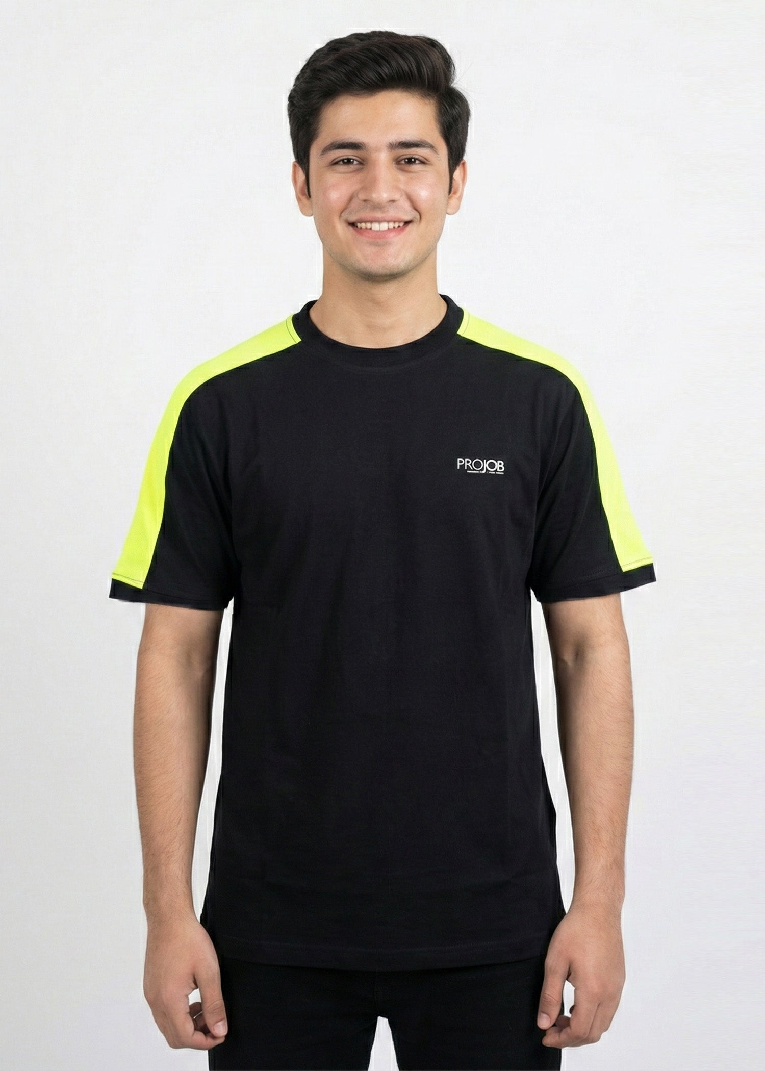 single jersey knit T Shirt in Yellow, black