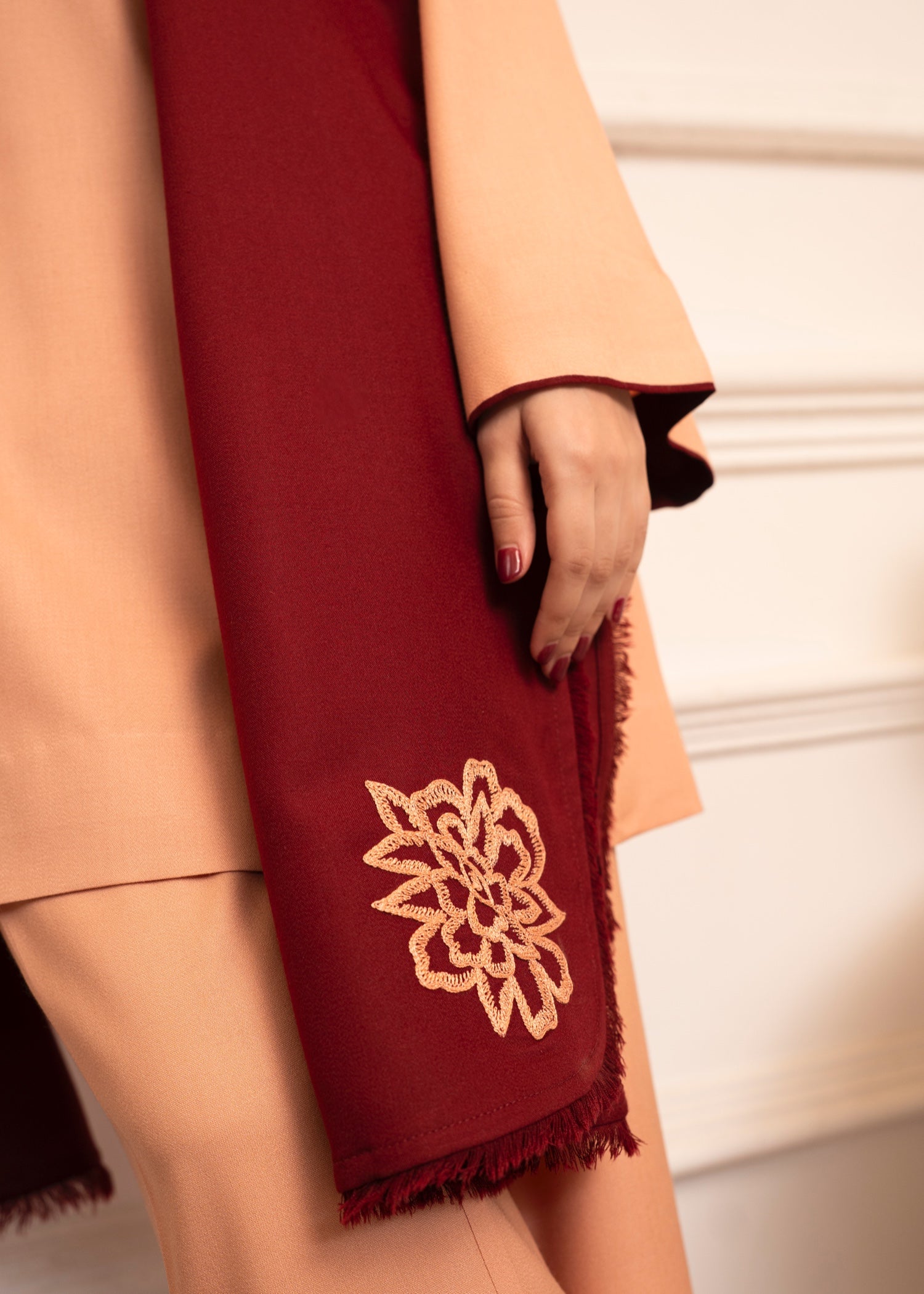 dhanak Kurta Set in Peach pink