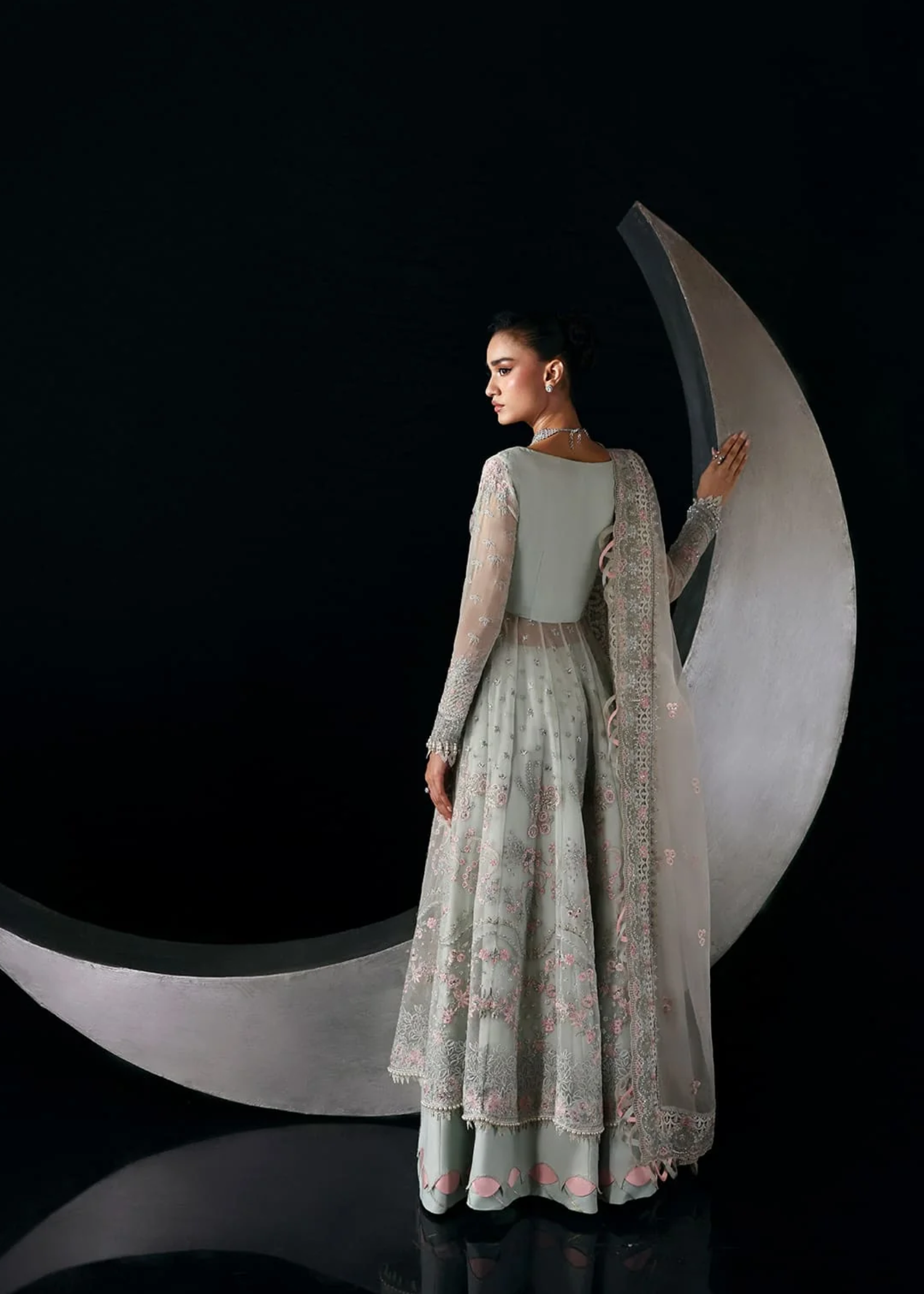chiffon Lehenga in Powder blue