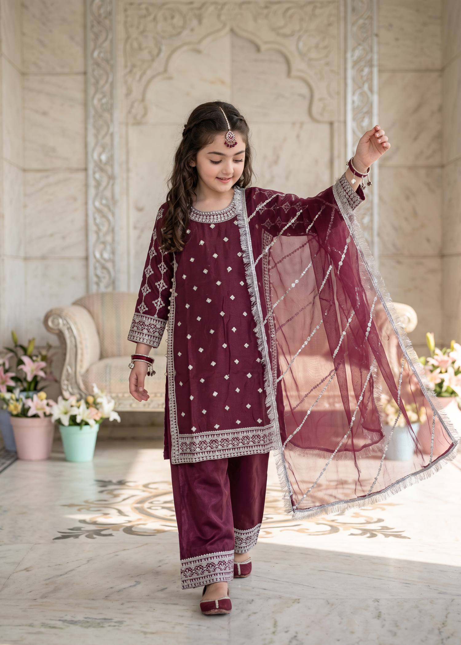 organza Kurta Set in Purple