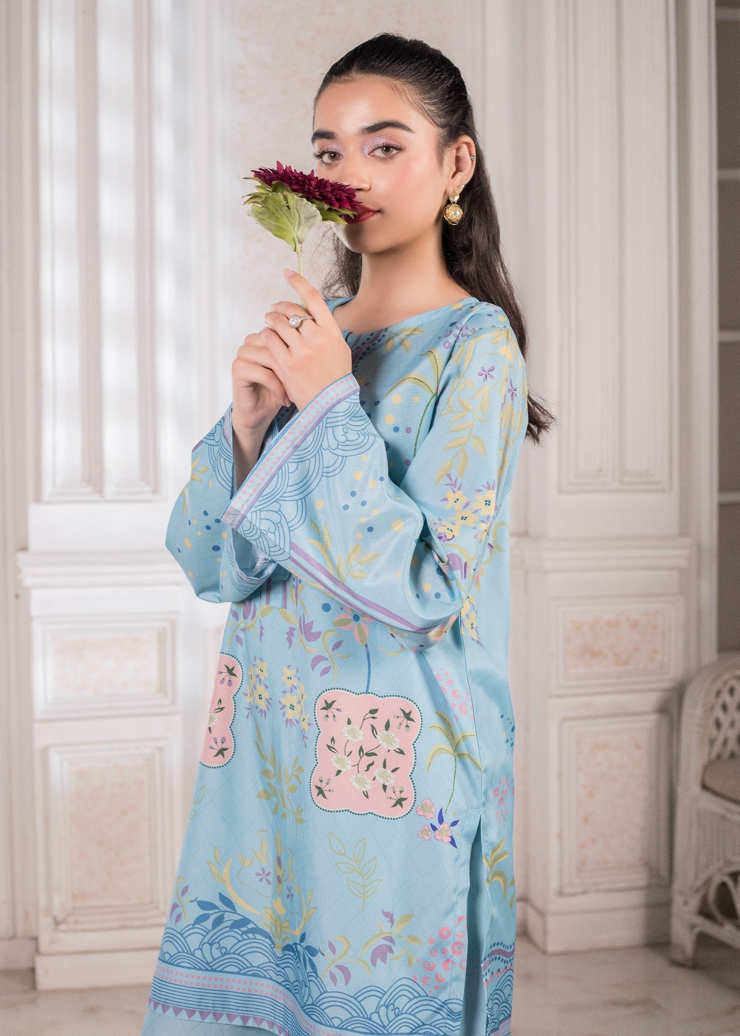 polyester crepe Co Ord Sets in Sky