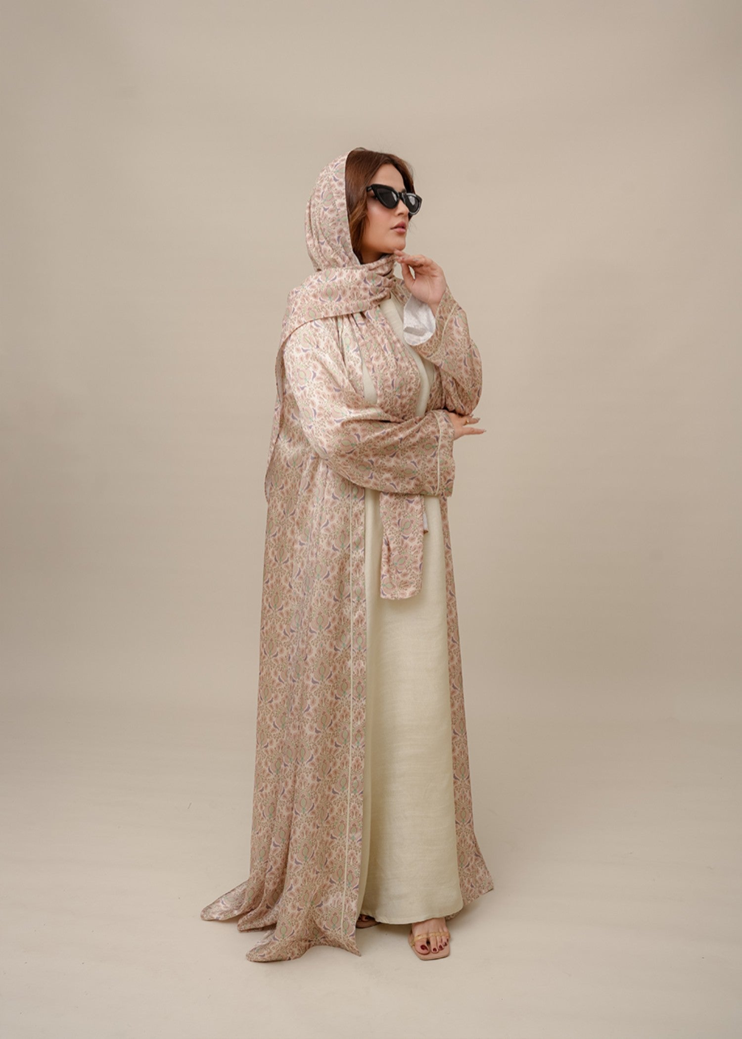 silk Abaya in Cream