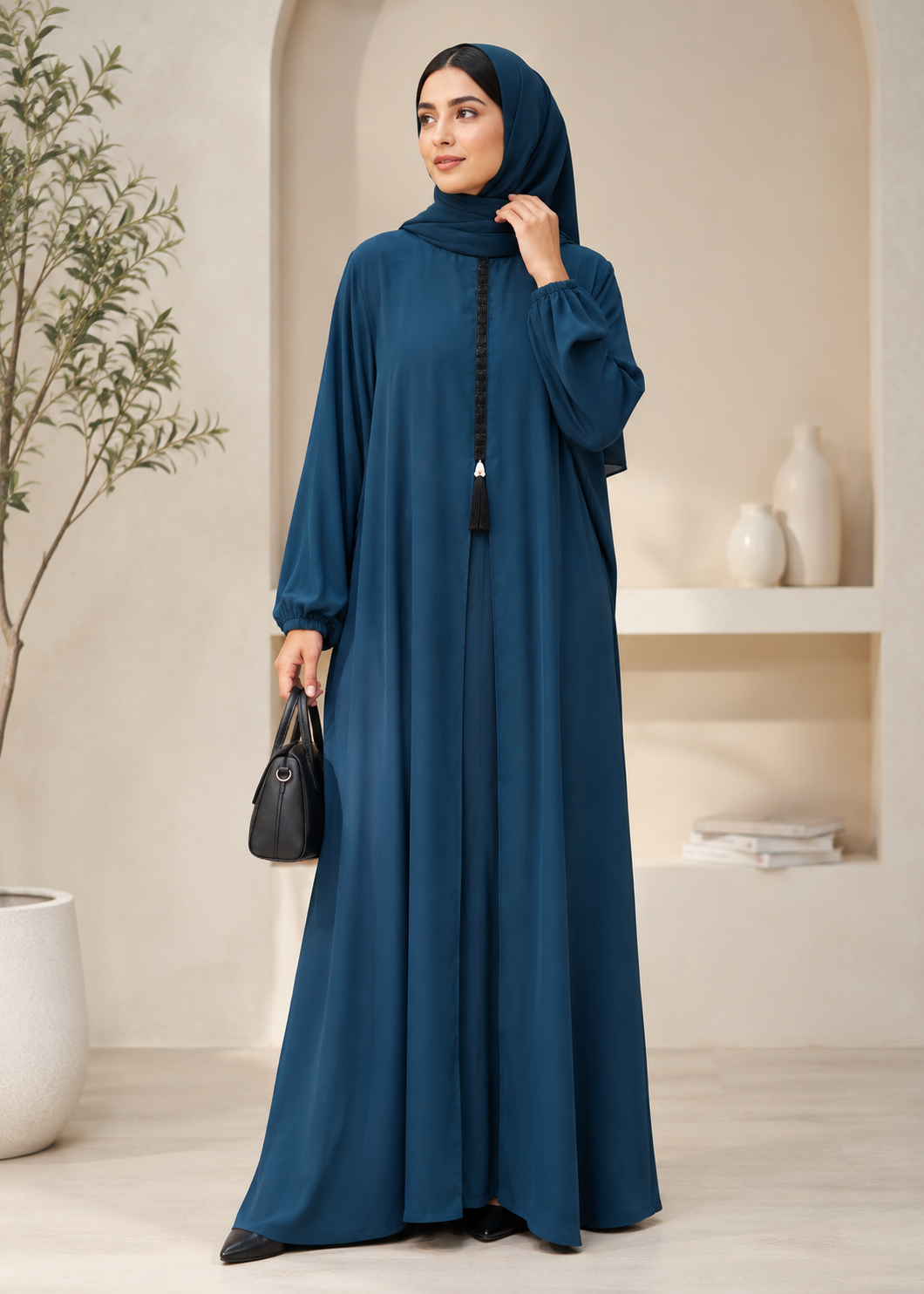 nidha Abaya in Steel blue