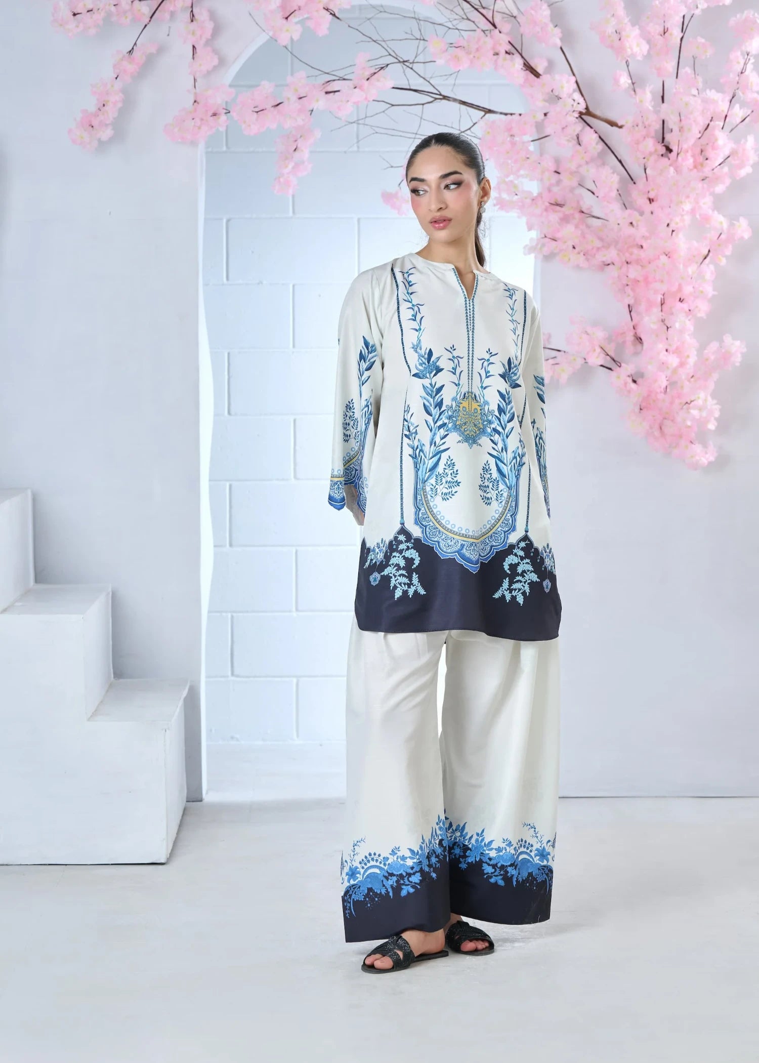raw silk Kurta Set in White