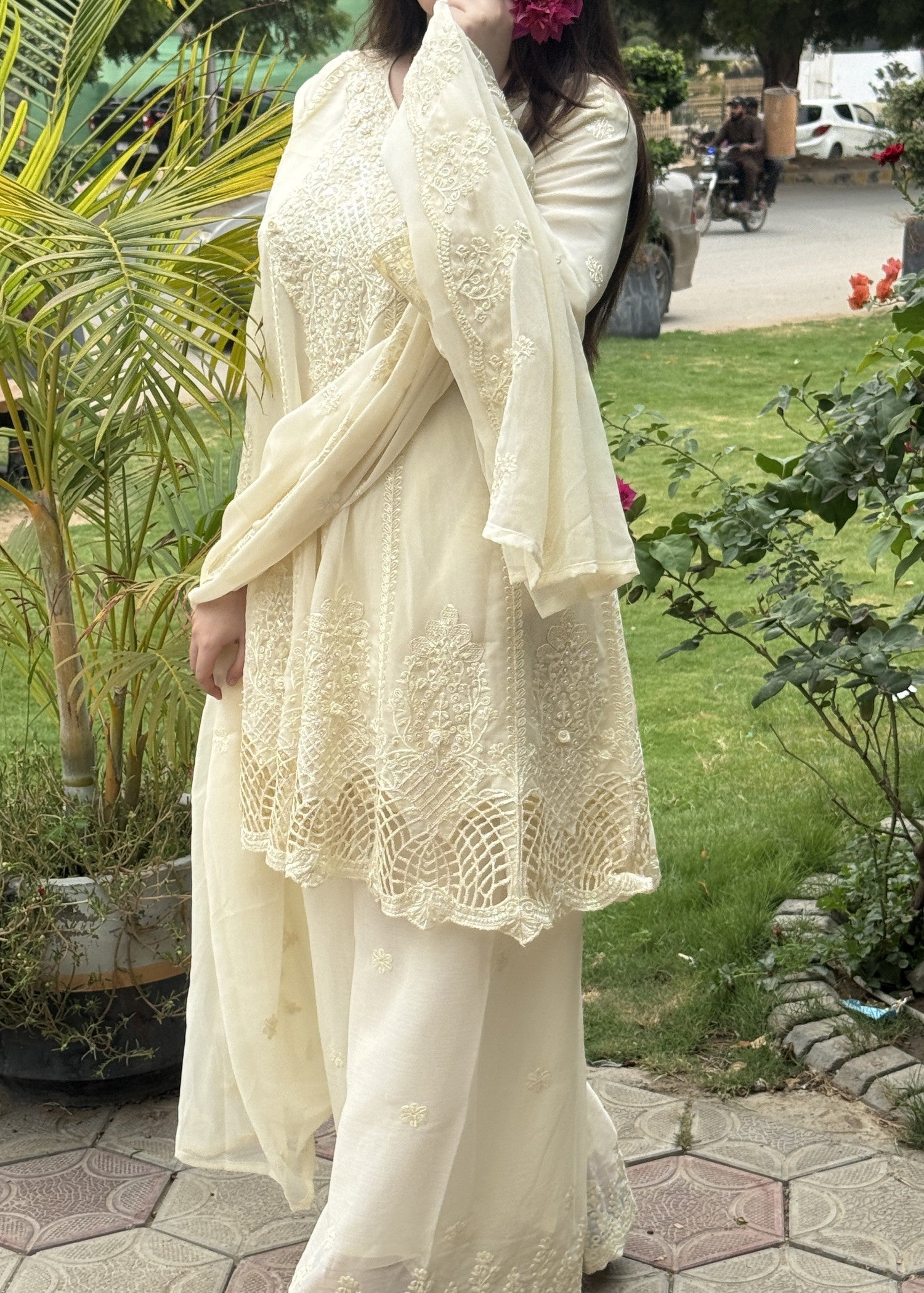 chiffon Short Frock in Buttercream