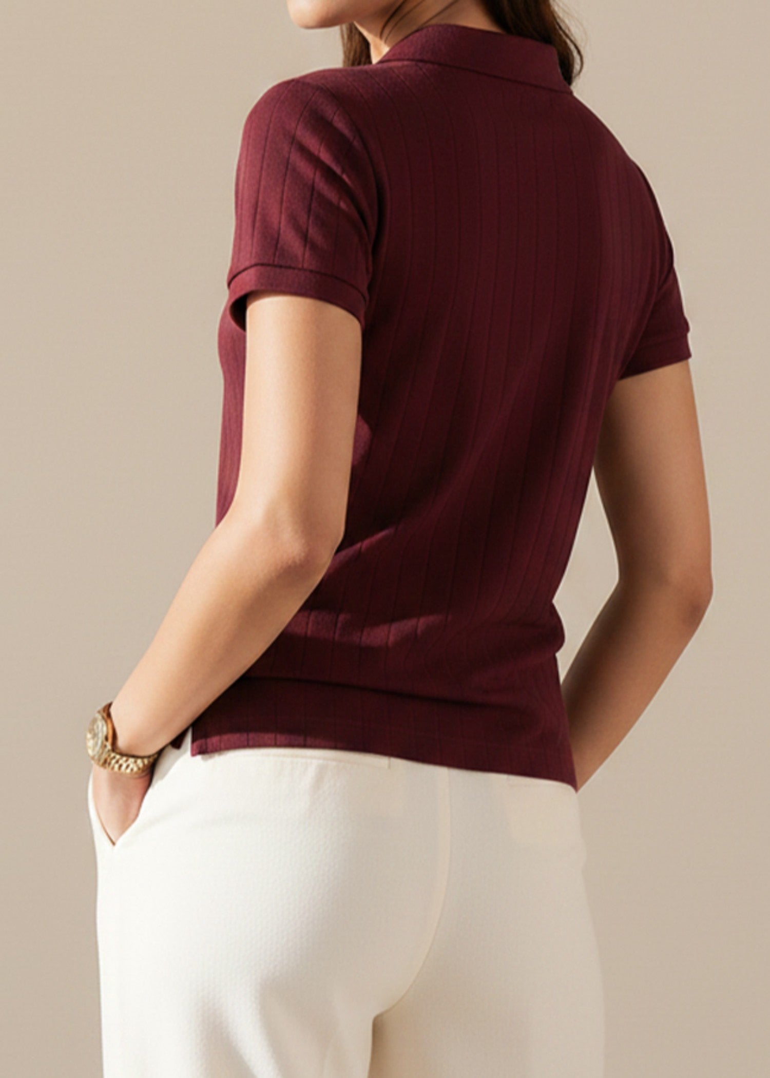 cotton Polo Shirt in Maroon