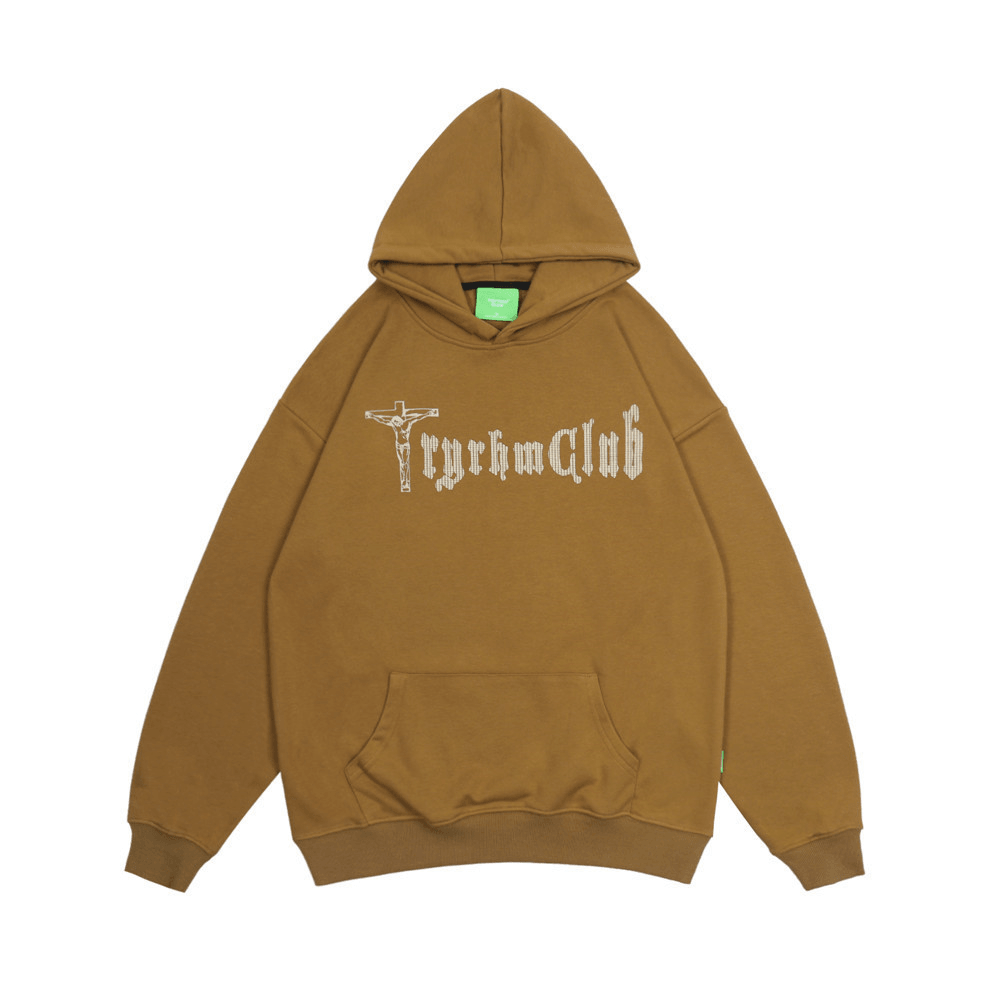 Fashionable Men'S Cross Print Hooded Sweatshirt