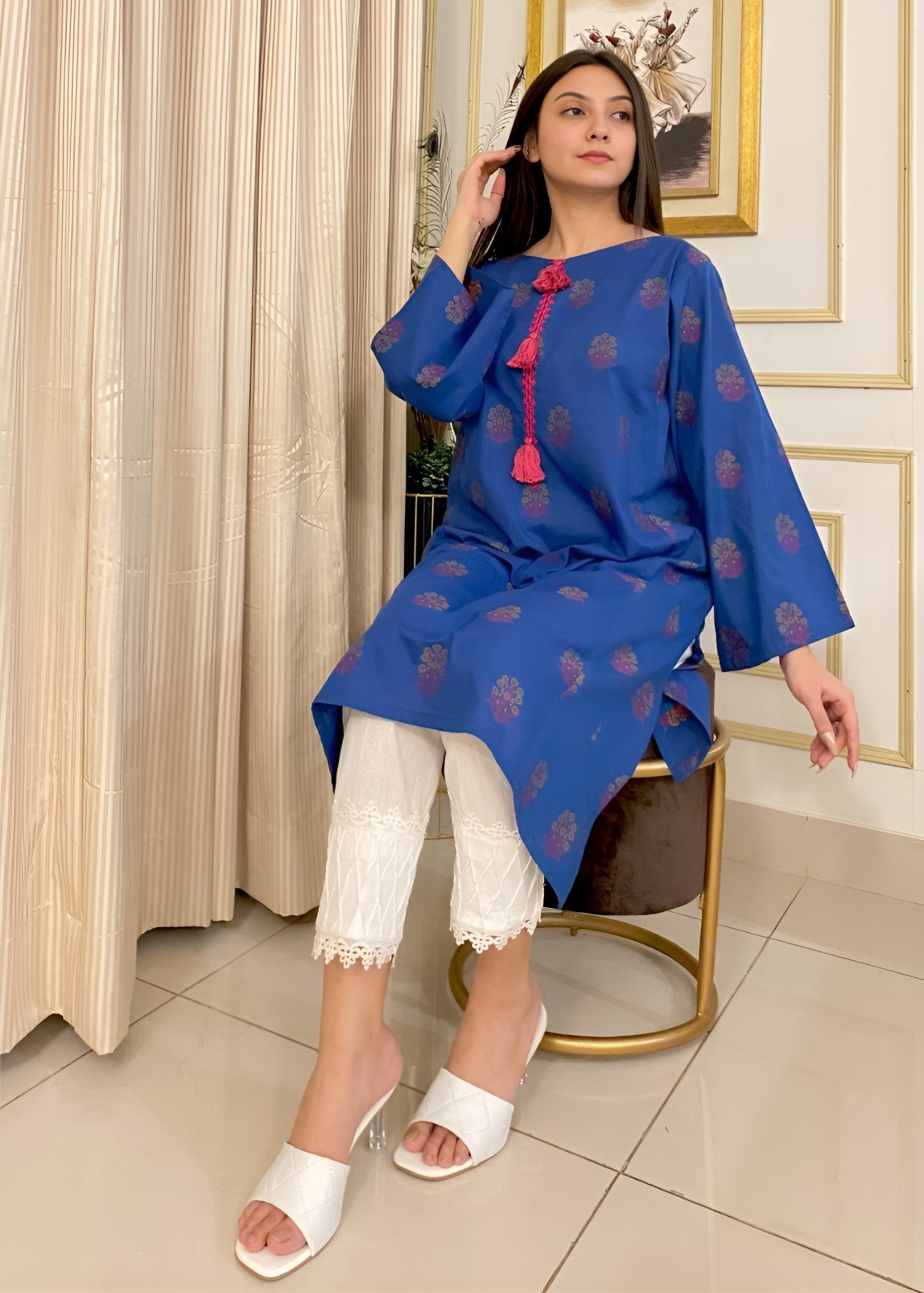 cotton Kurti in Navy blue