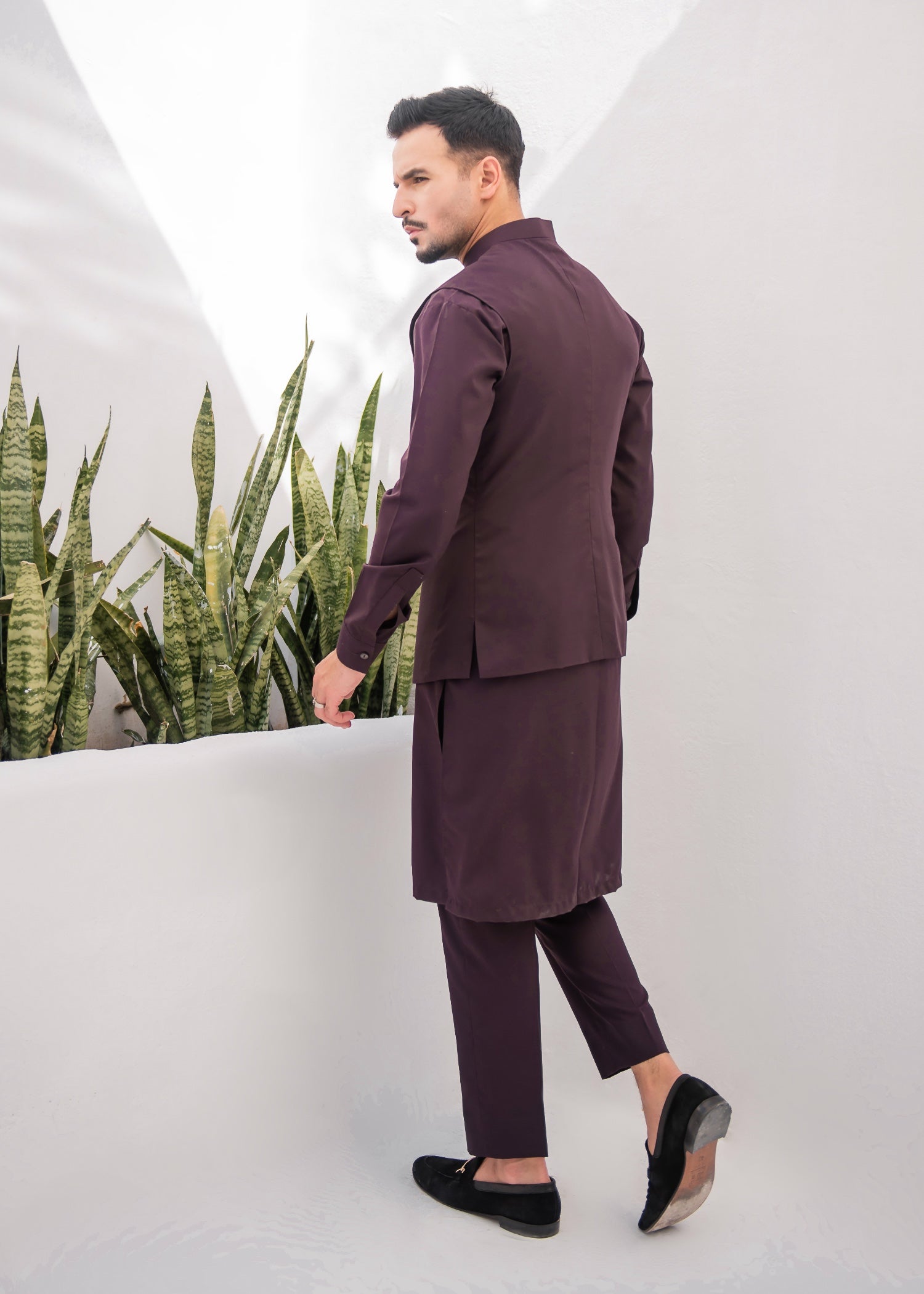 wash & wear Kurta Set in Plum