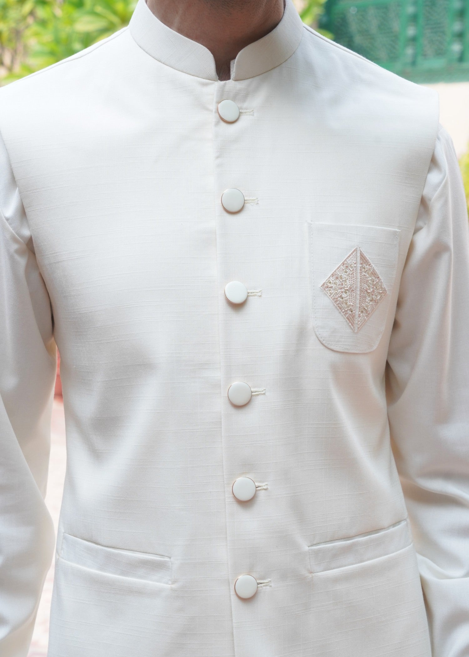 wool Waistcoat in Off-white