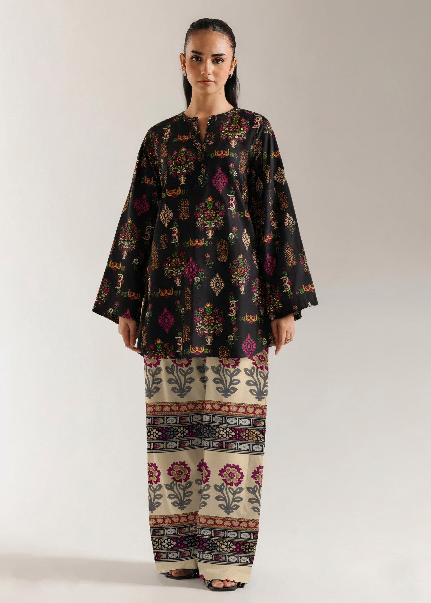 korean raw silk Co ord Sets in Black