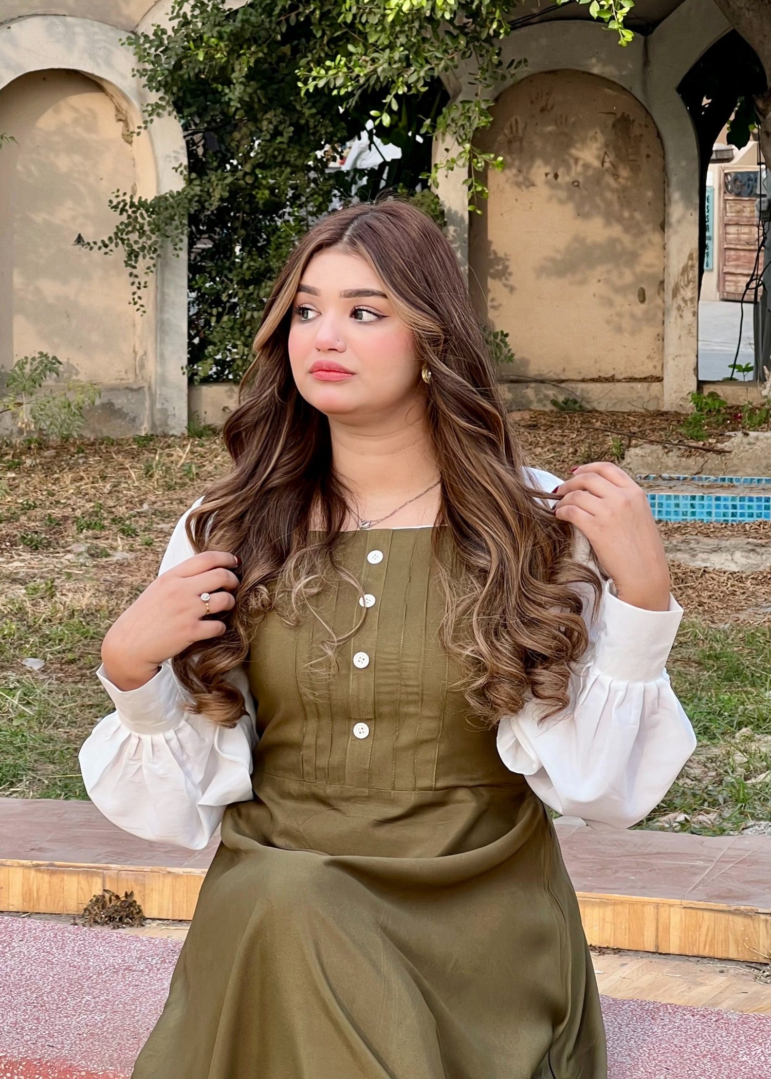 grip Frock in Olive green