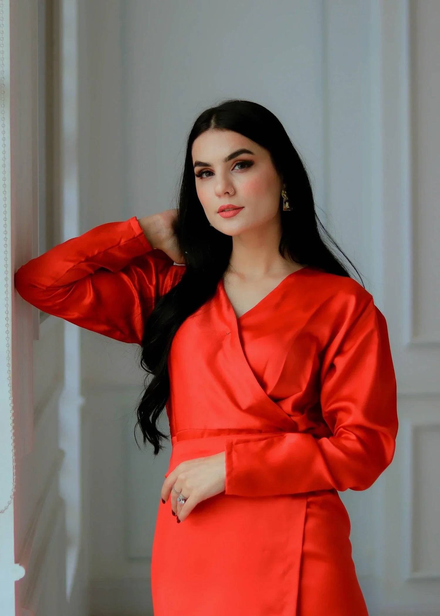 silk Dress in Blood red