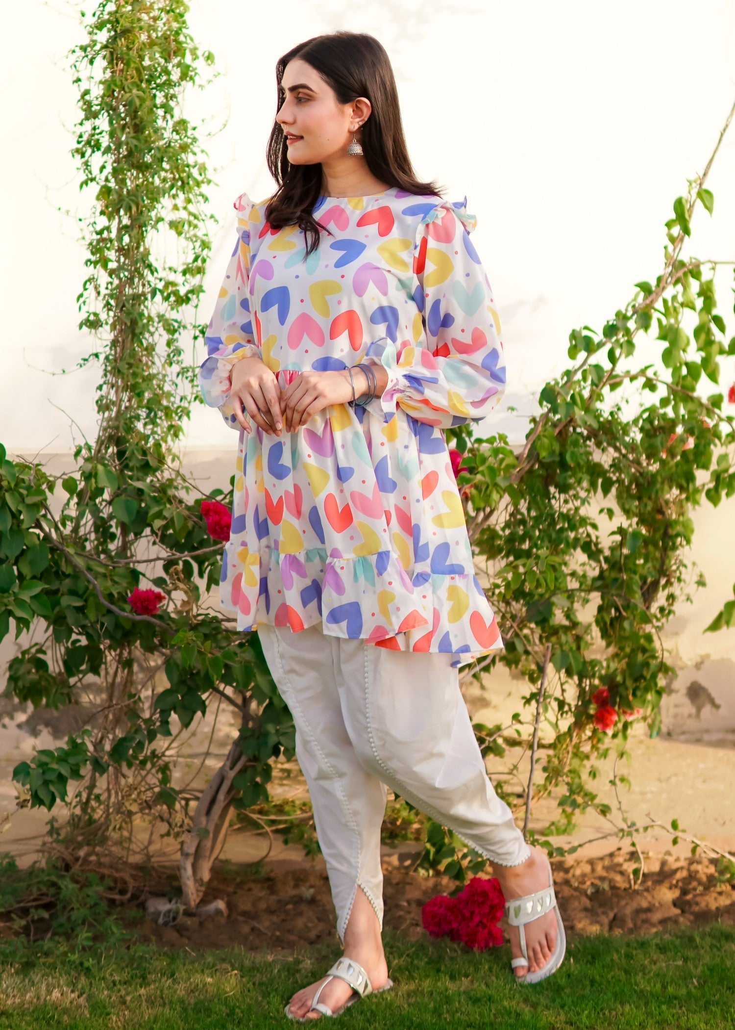 cotton viscose Tunic in White