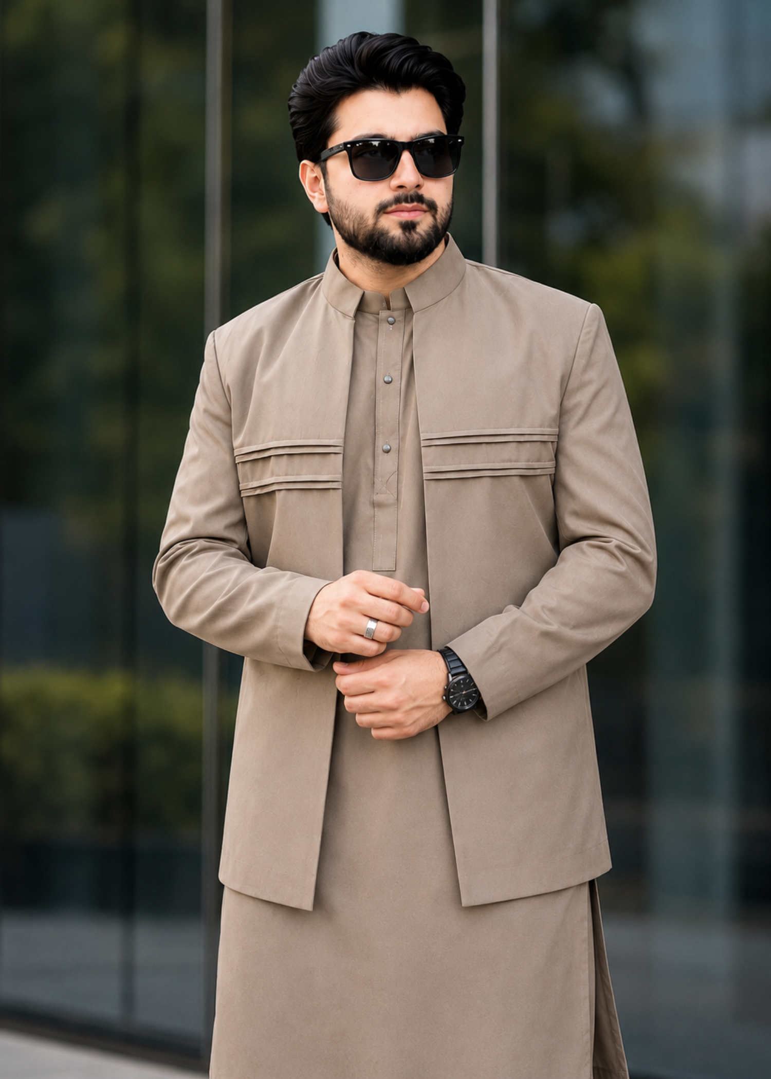 wash & wear Prince Coat in Beige by The Great Masters (TGM)
