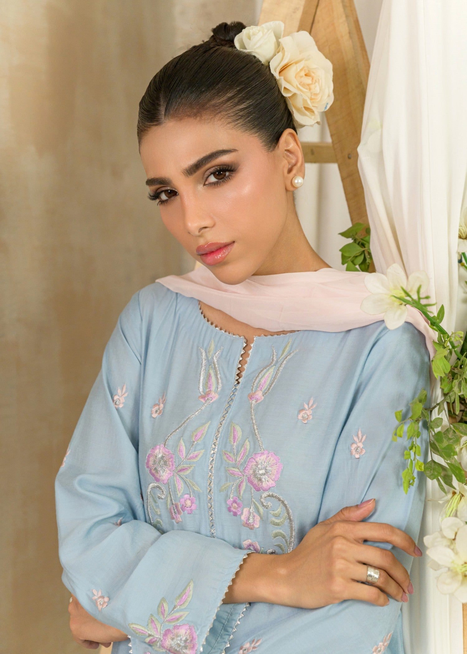 viscose modal Kurta Set in Powder blue