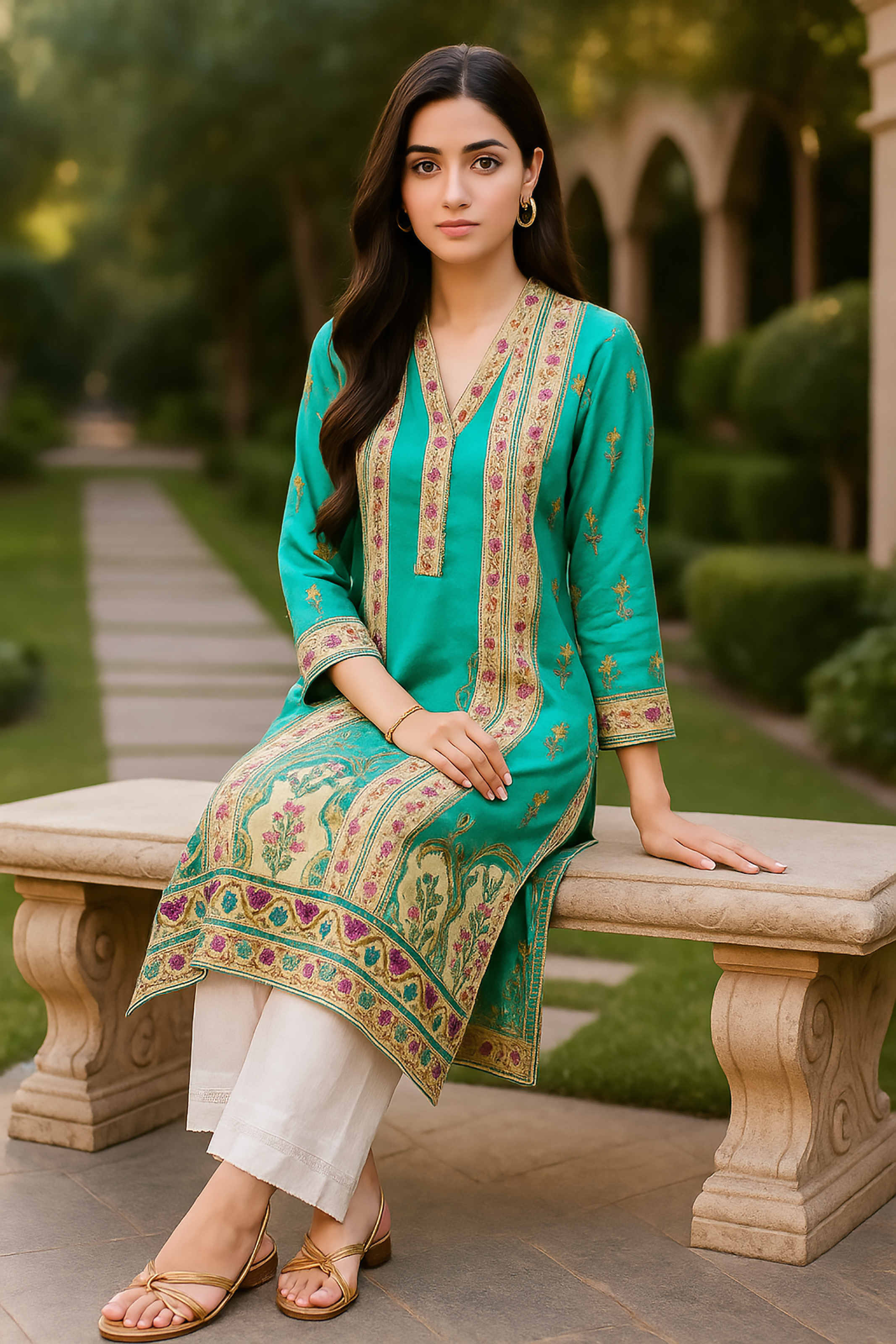 silk Kurti in Green