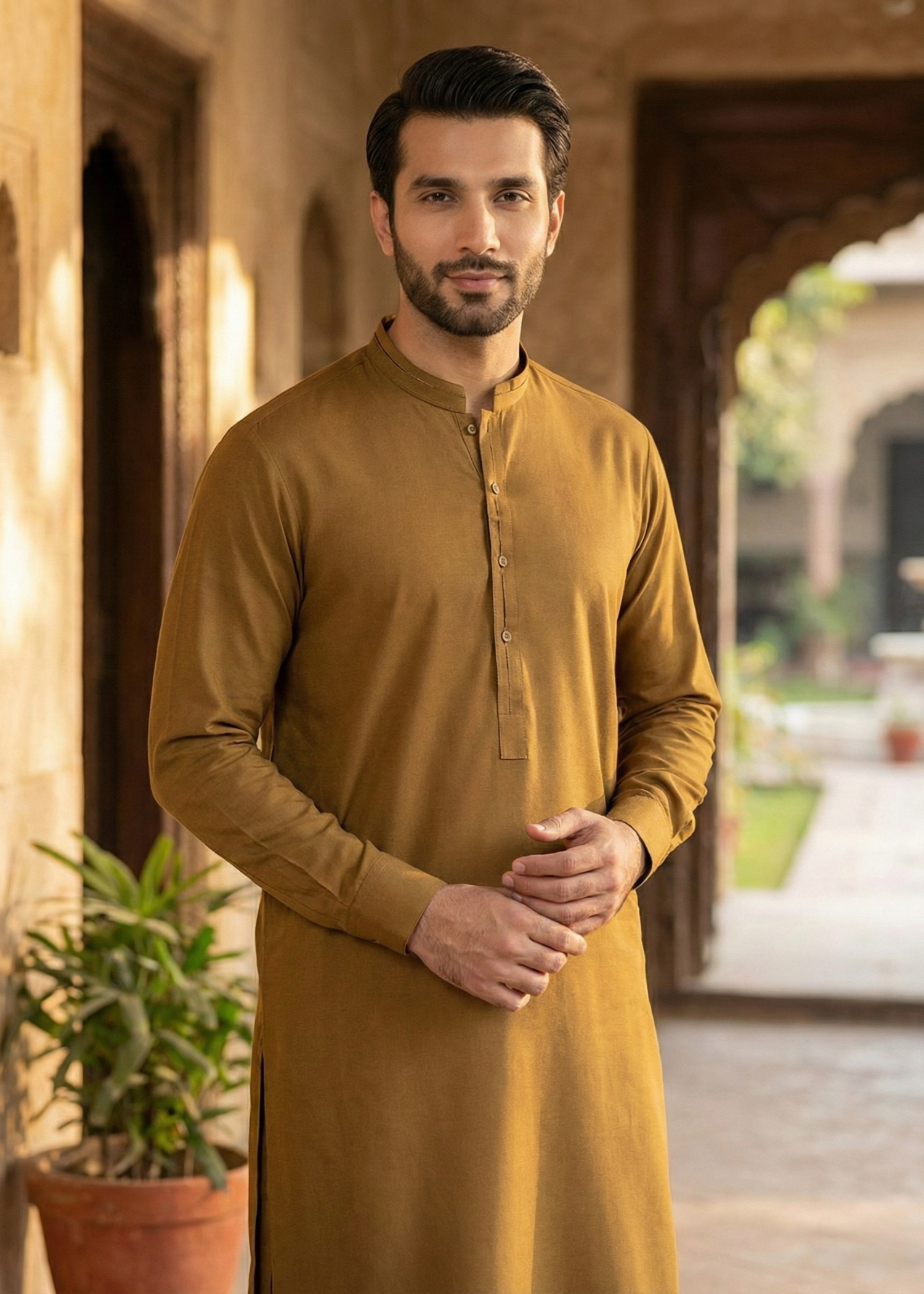 wash & wear Shalwar Kameez in Peanut