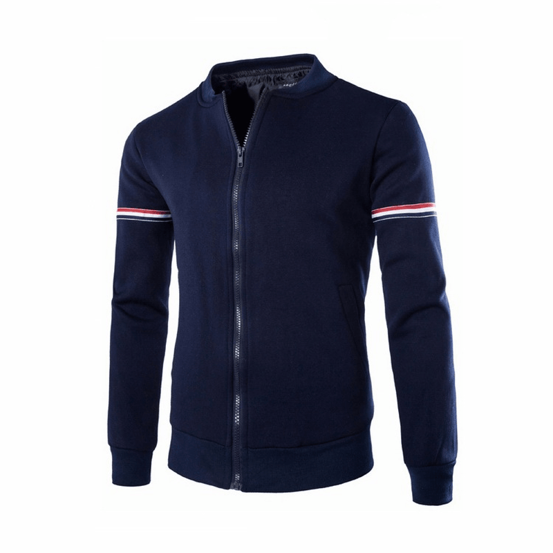 Men'S Casual Jacket Webbing Decorated Stand-Collar Sweater