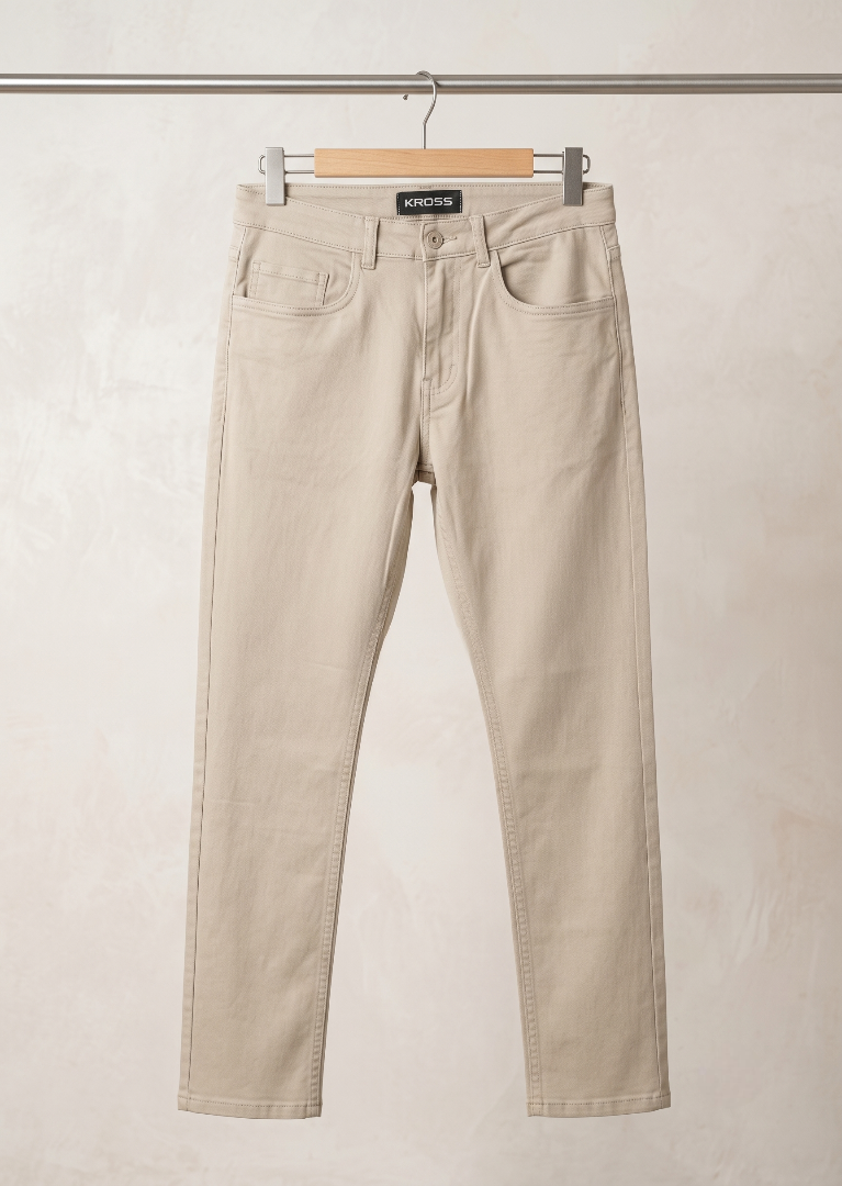 cotton satin Pants in Beige