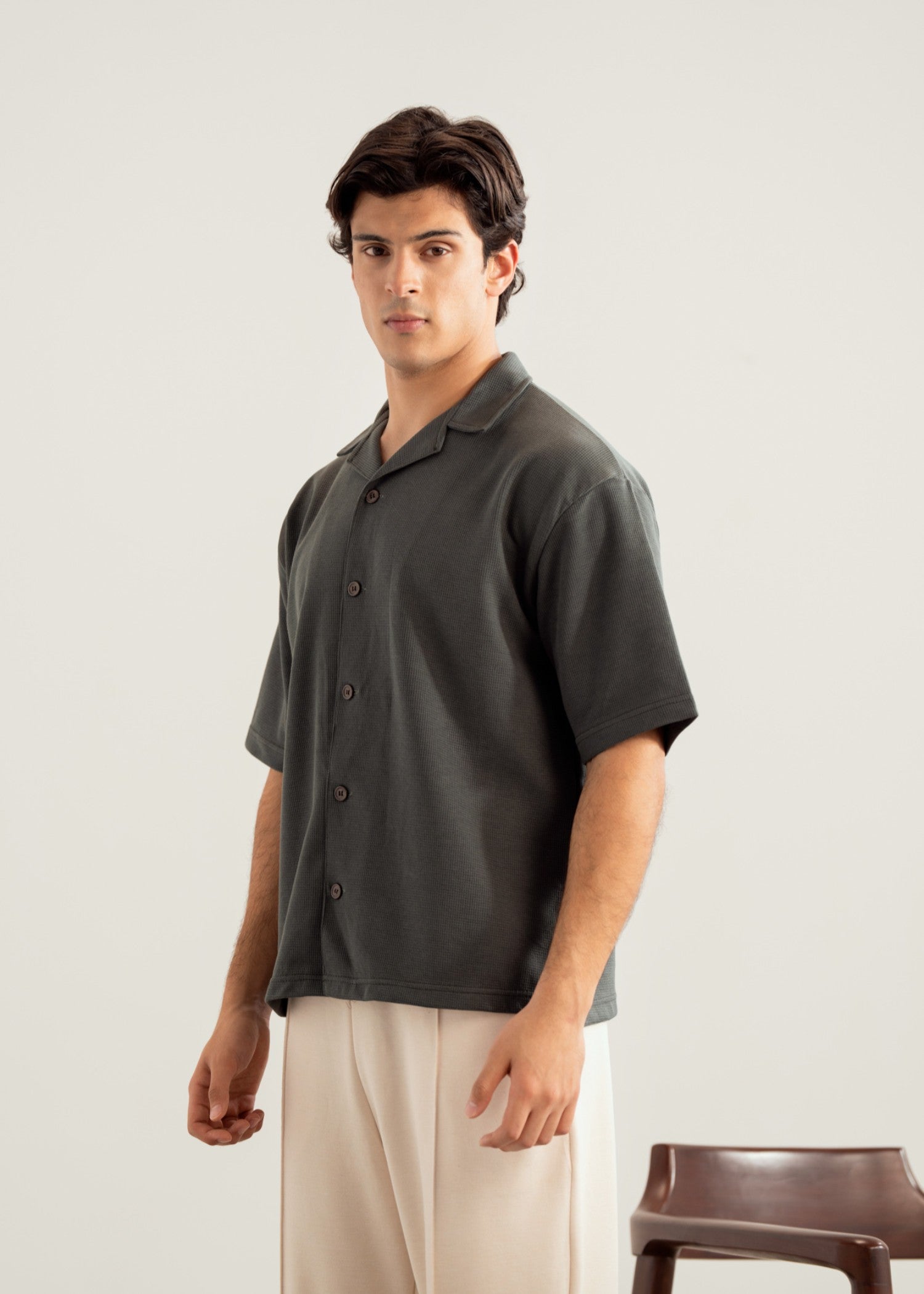 cotton Casual Shirt in Olive green