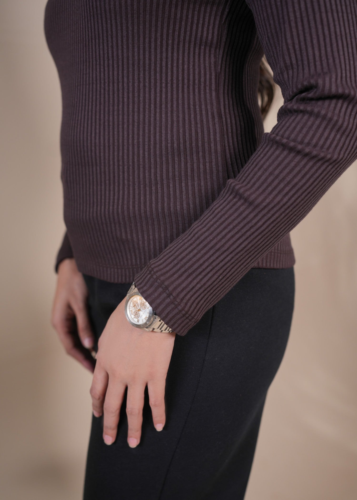 cotton pique Top in Chocolate brown