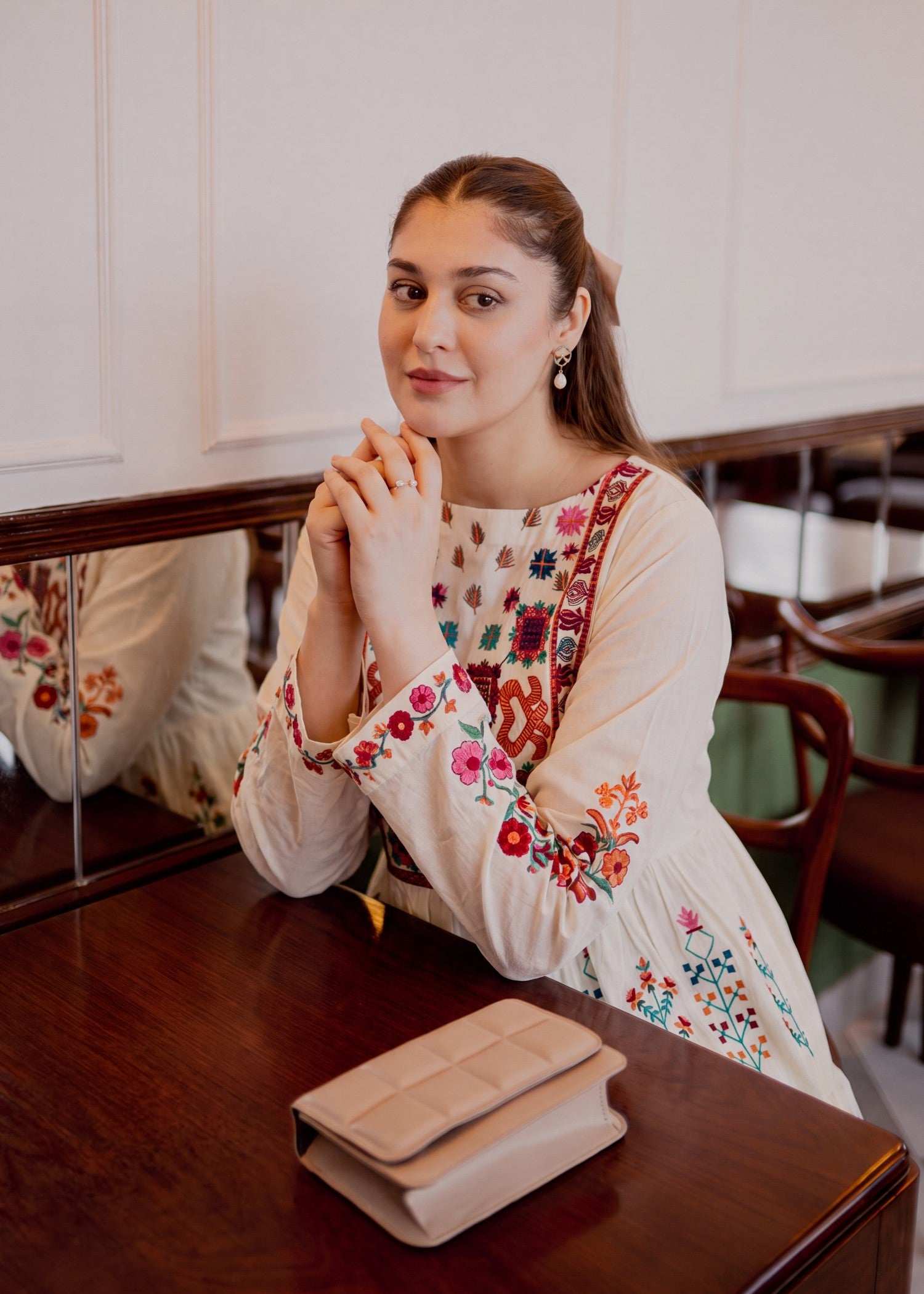 lawn Anarkali in Off-white