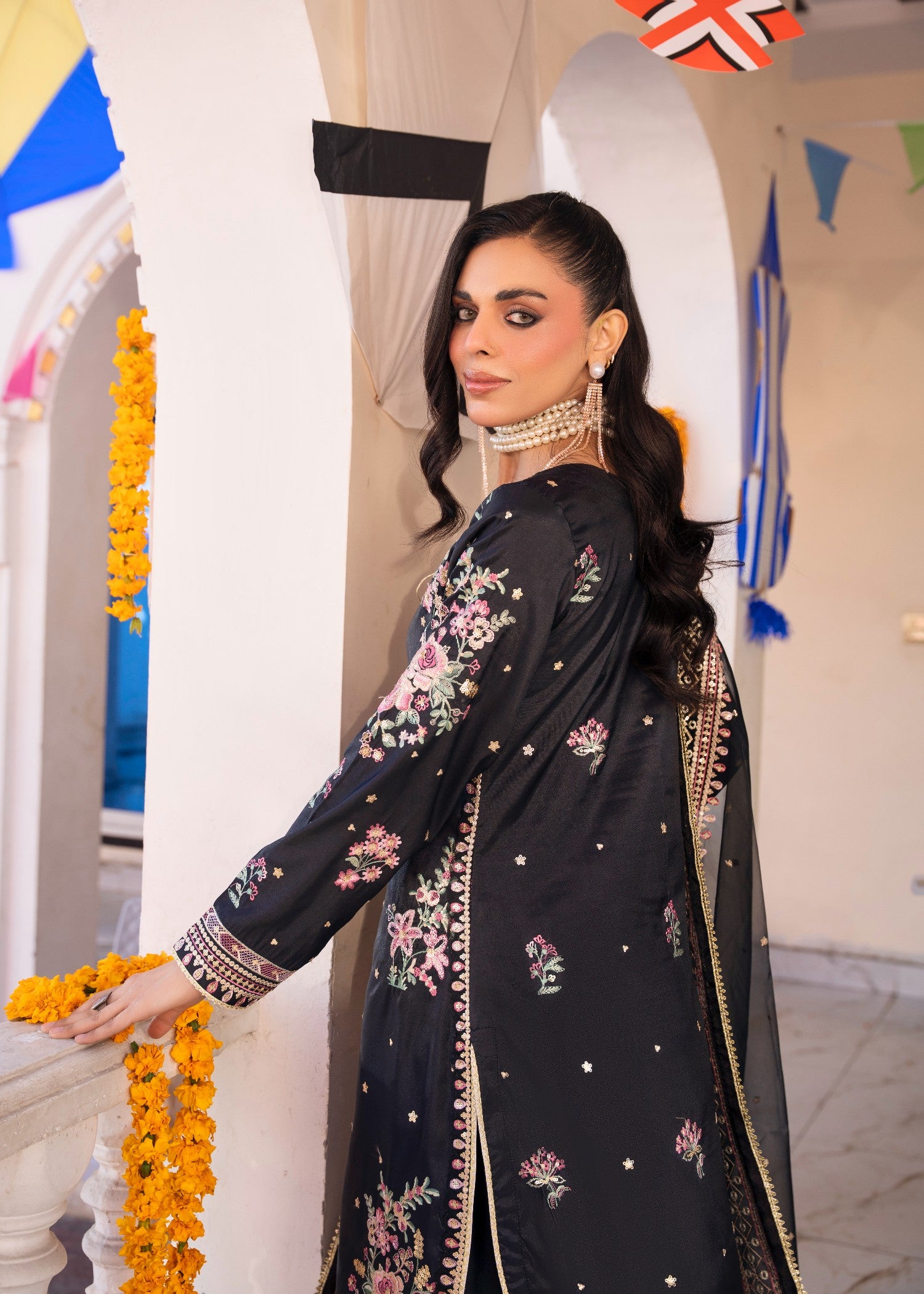 silk Kurta Set in Black