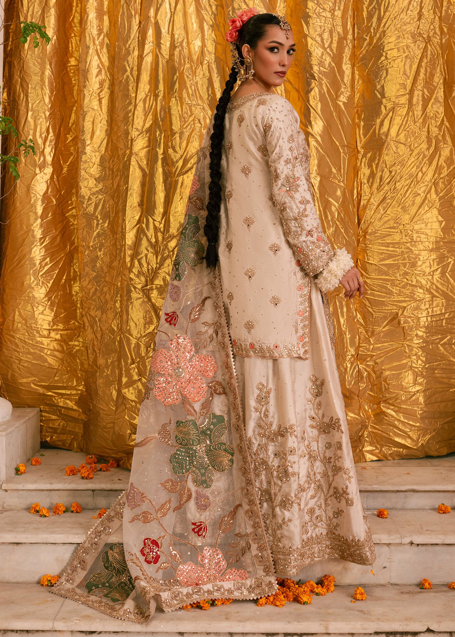 charmuse/shamooz Sharara in Ivory