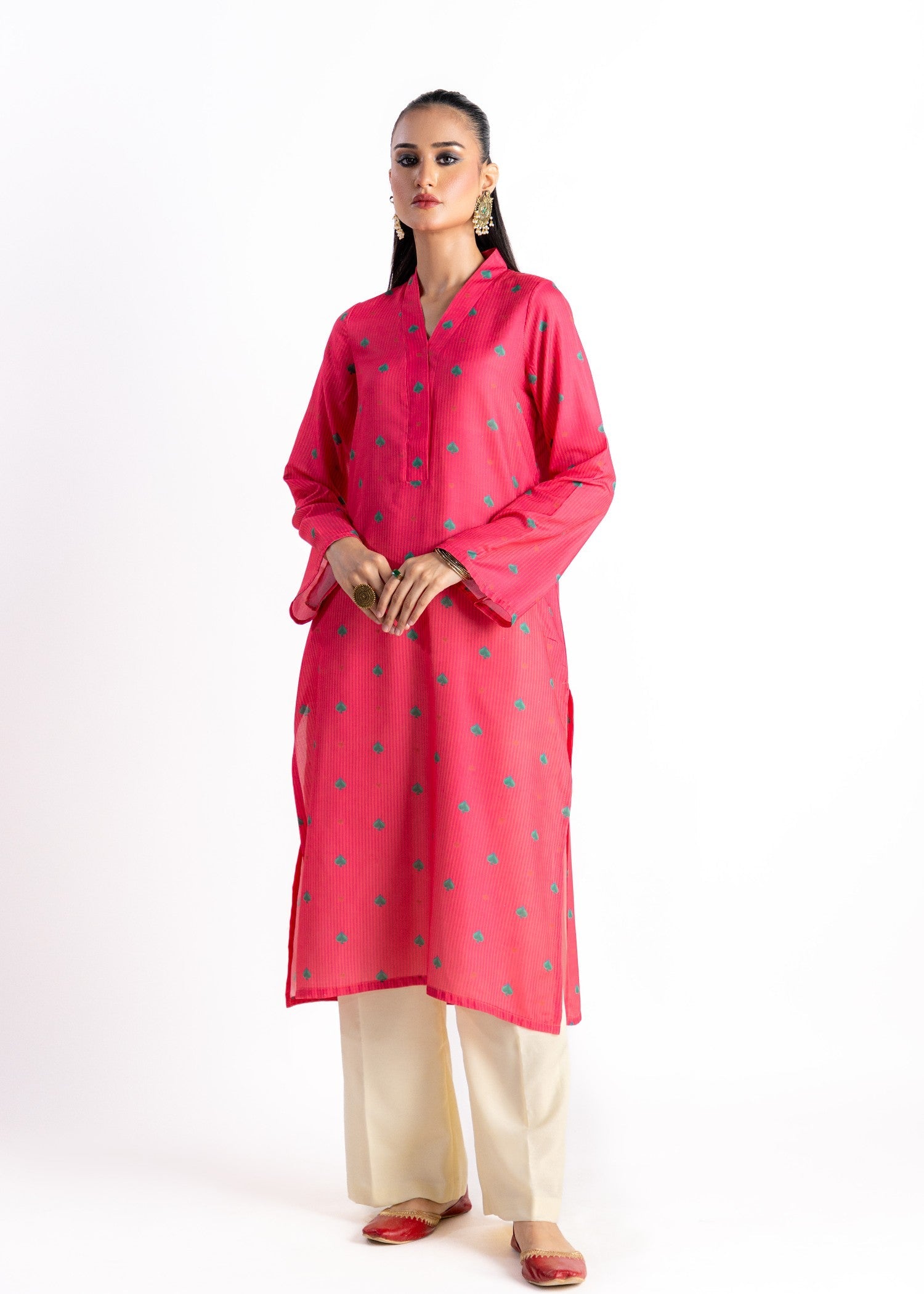 swiss lawn Kurti in Hot pink
