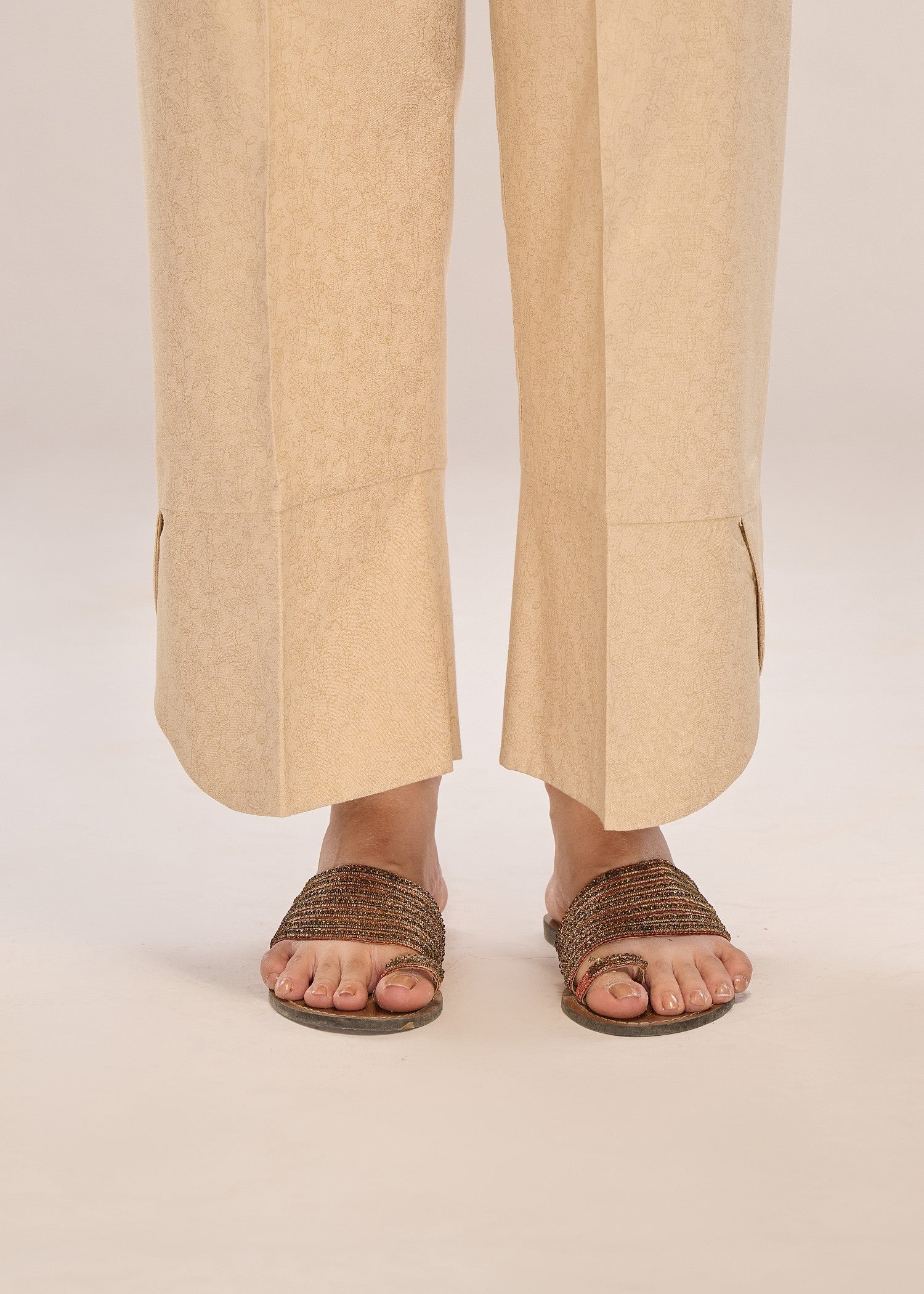 cotton jacquard Trousers in Beige