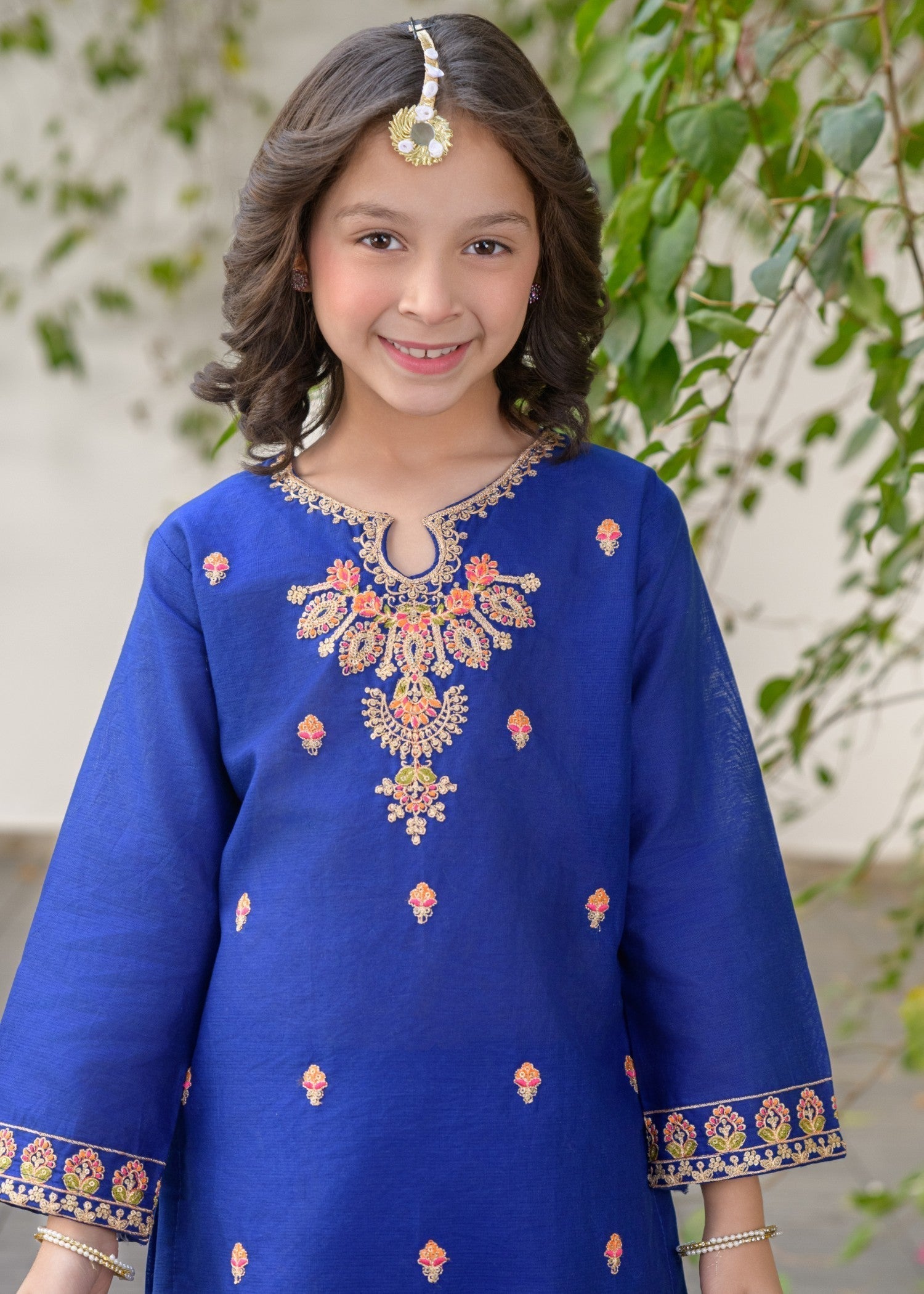 lawn Gharara in Royal blue