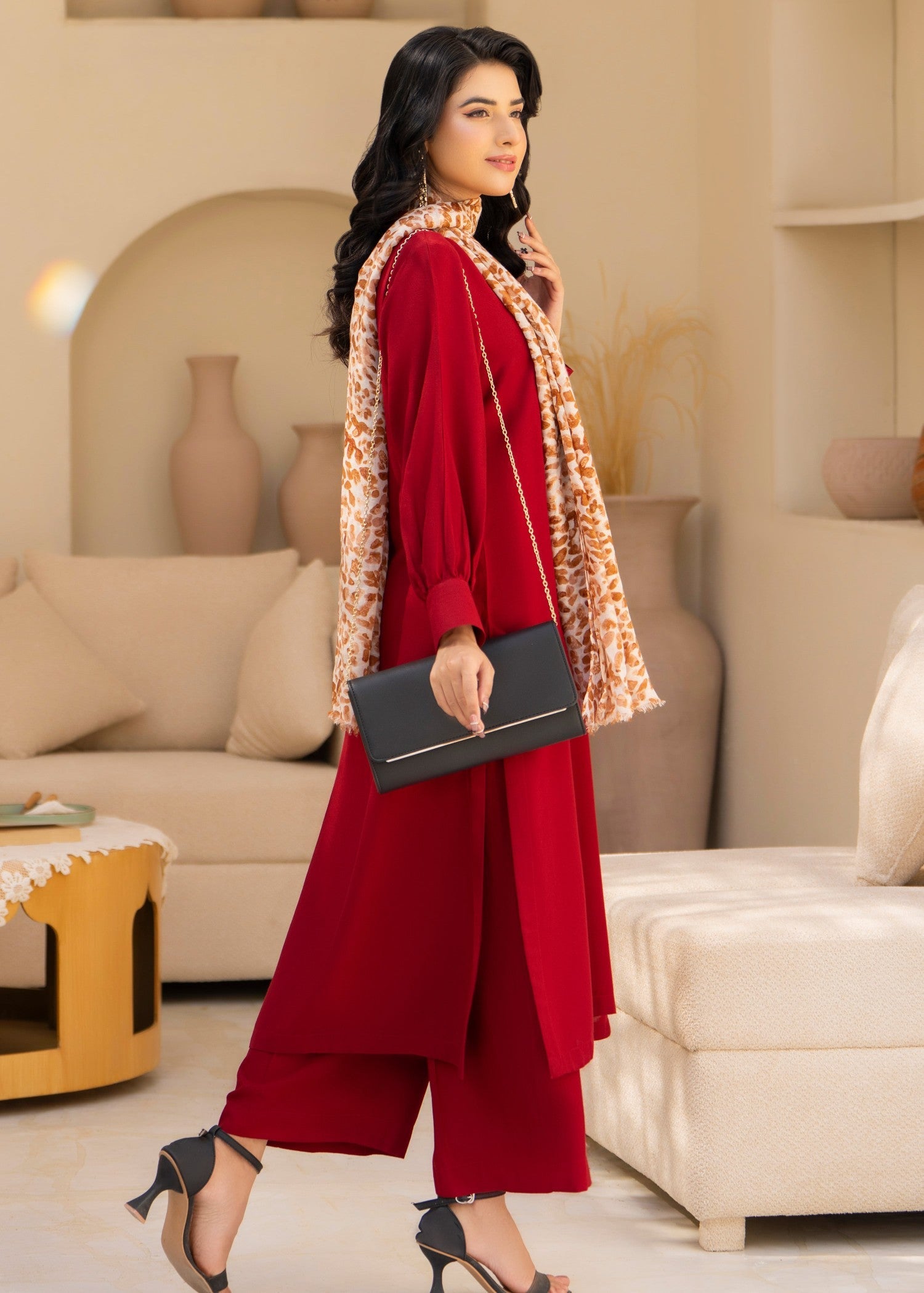 silk karandi Co Ord Sets in Carmine