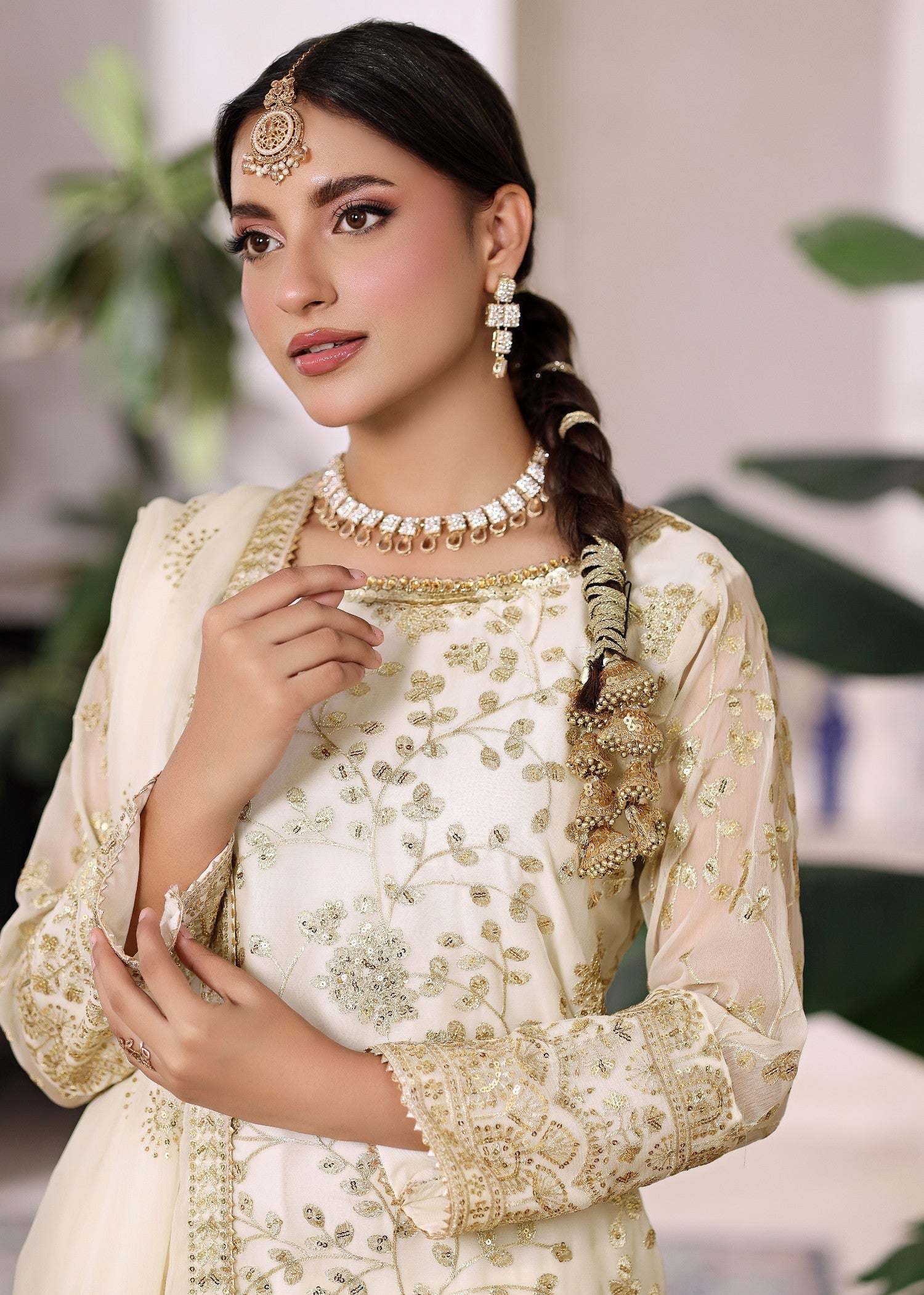 chiffon Gharara in Off-white