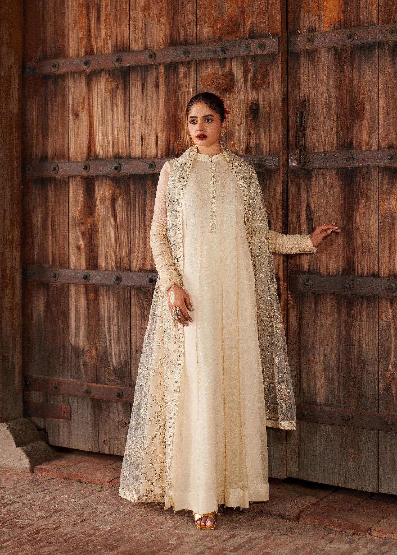 crinkle chiffon Maxi in Beige