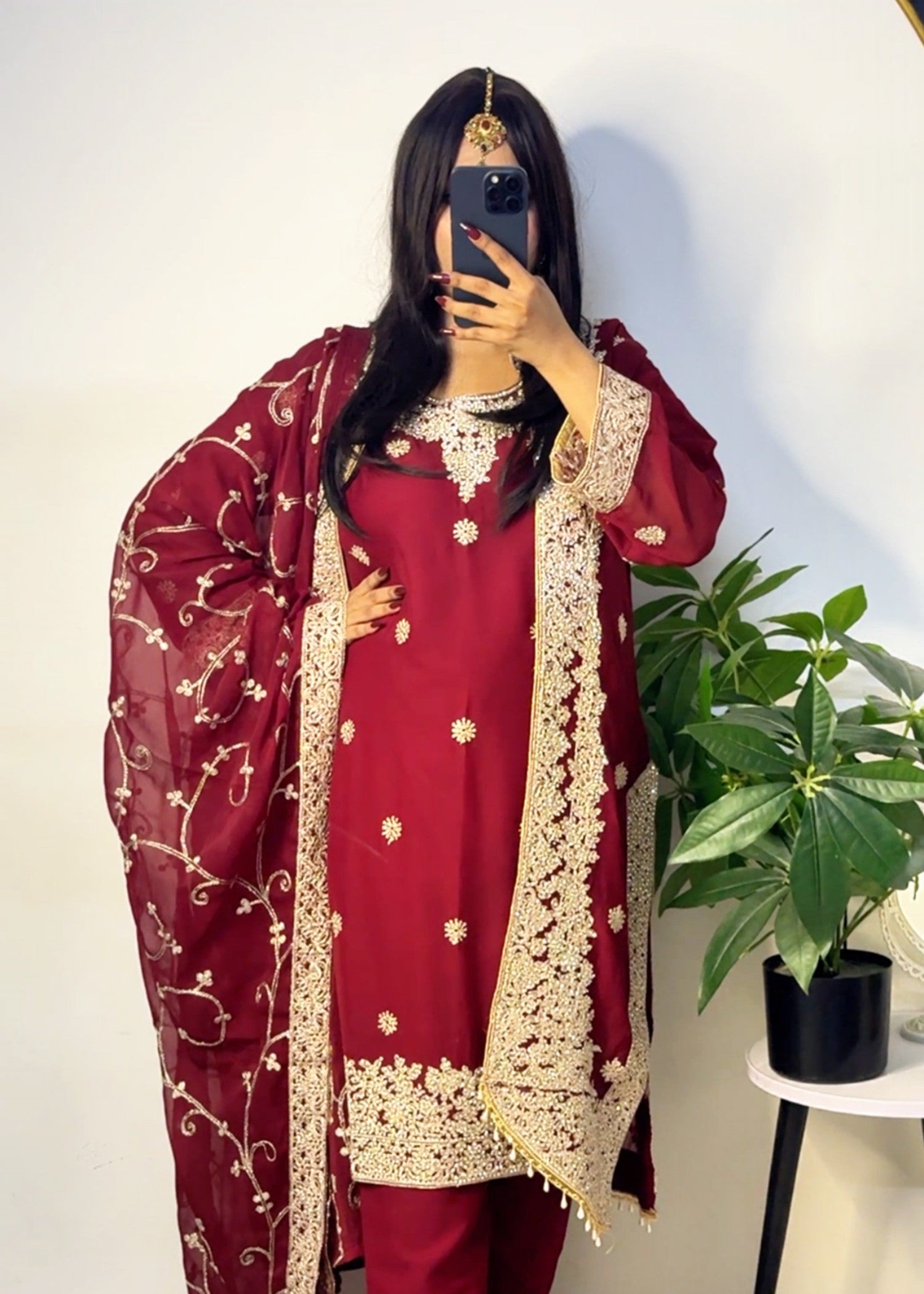 chiffon Gown in Blood red