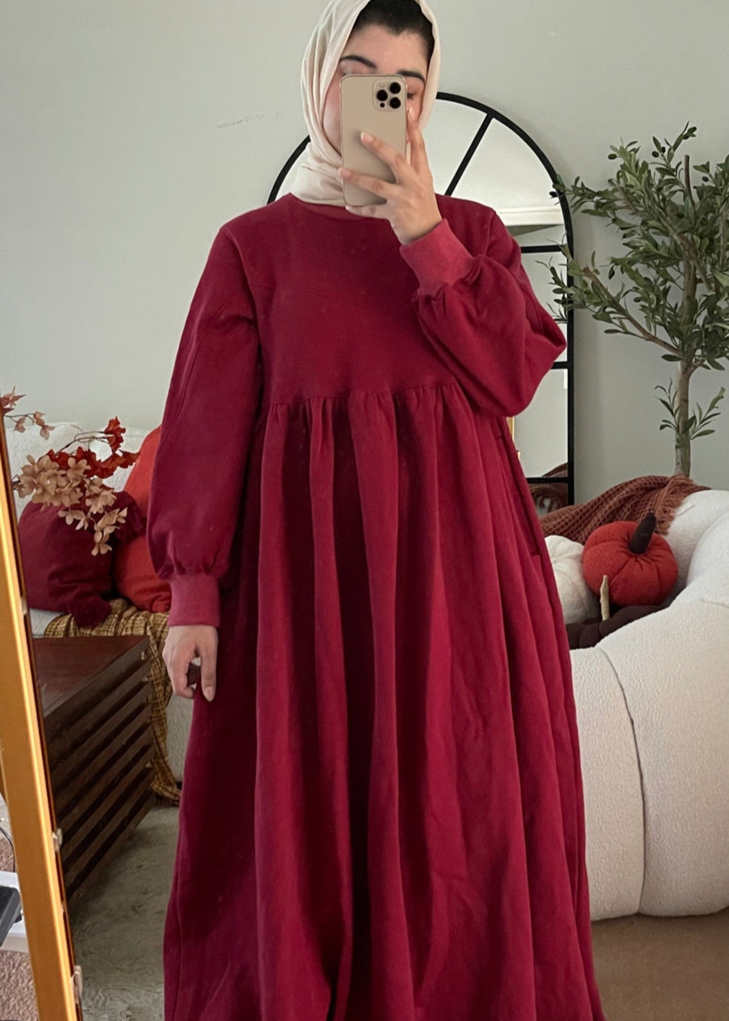 fleece Maxi in Cherry red