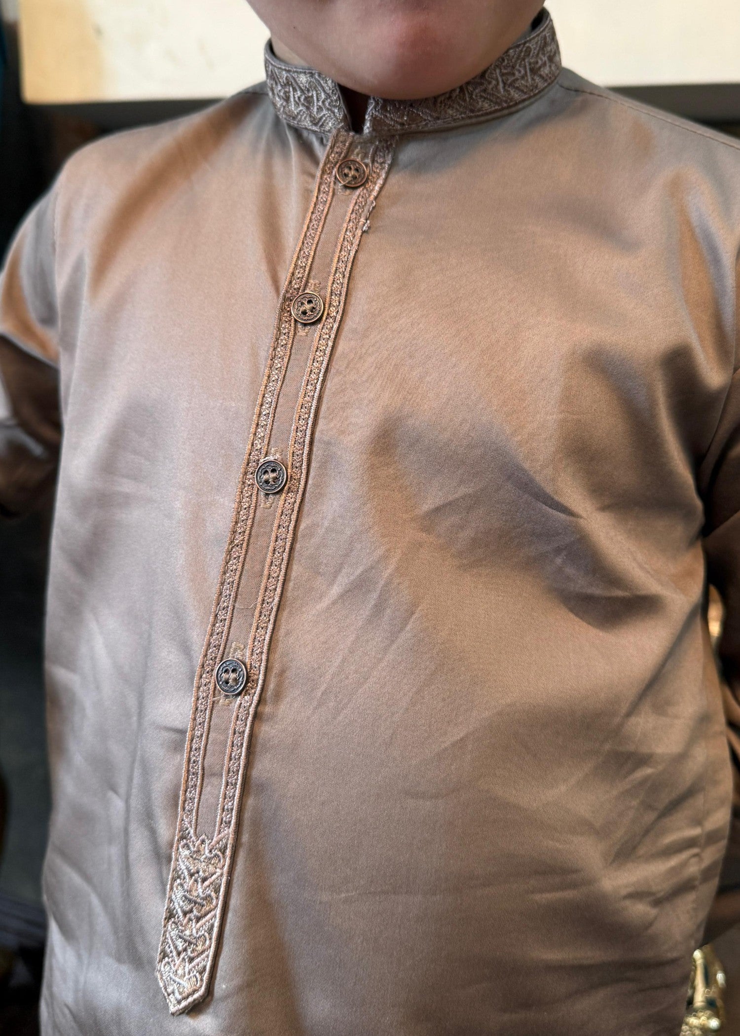cotton Kurta Set in Almond brown