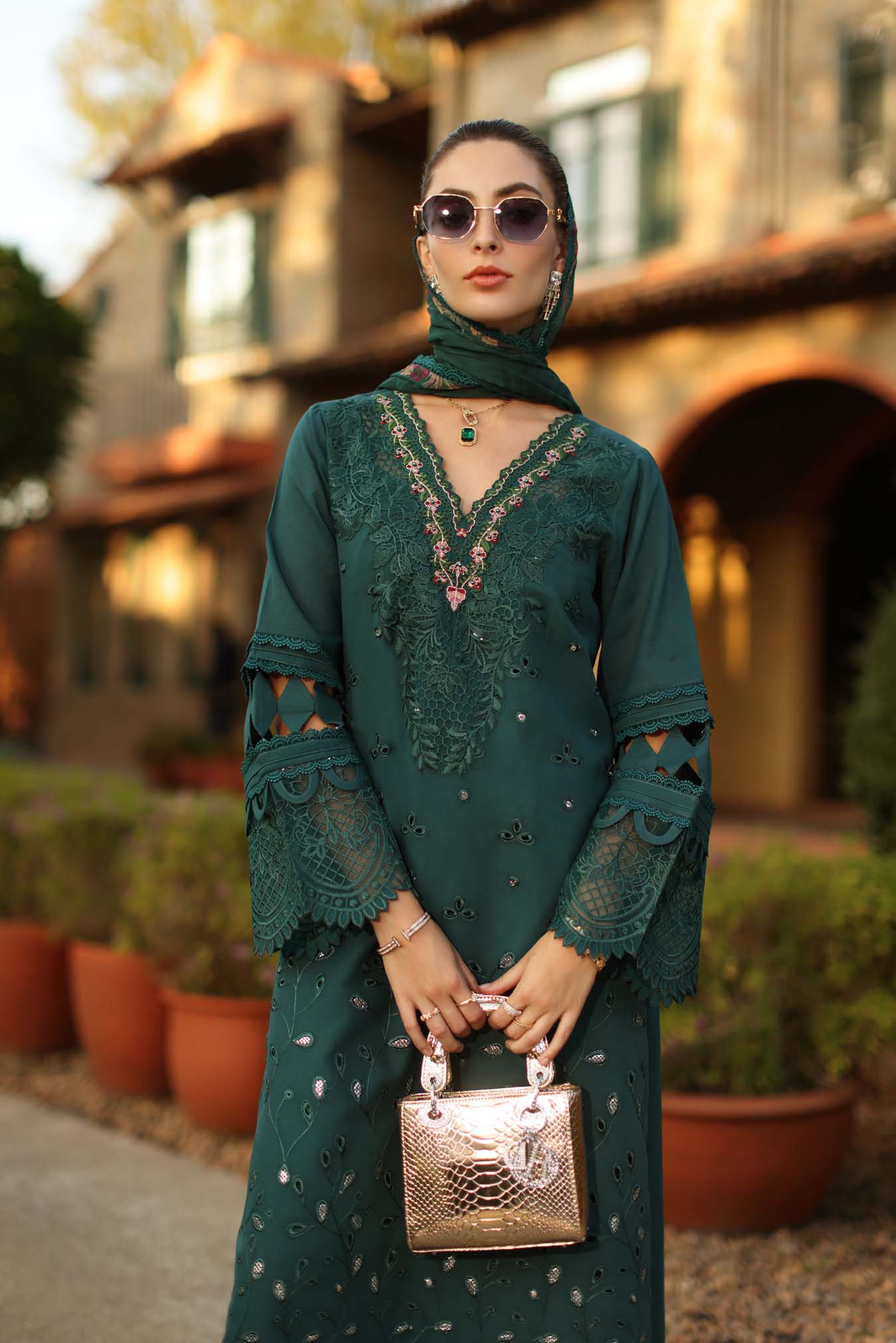 Luxury Eid Schiffli Laserkari Lawn – D6 - B - Zelina