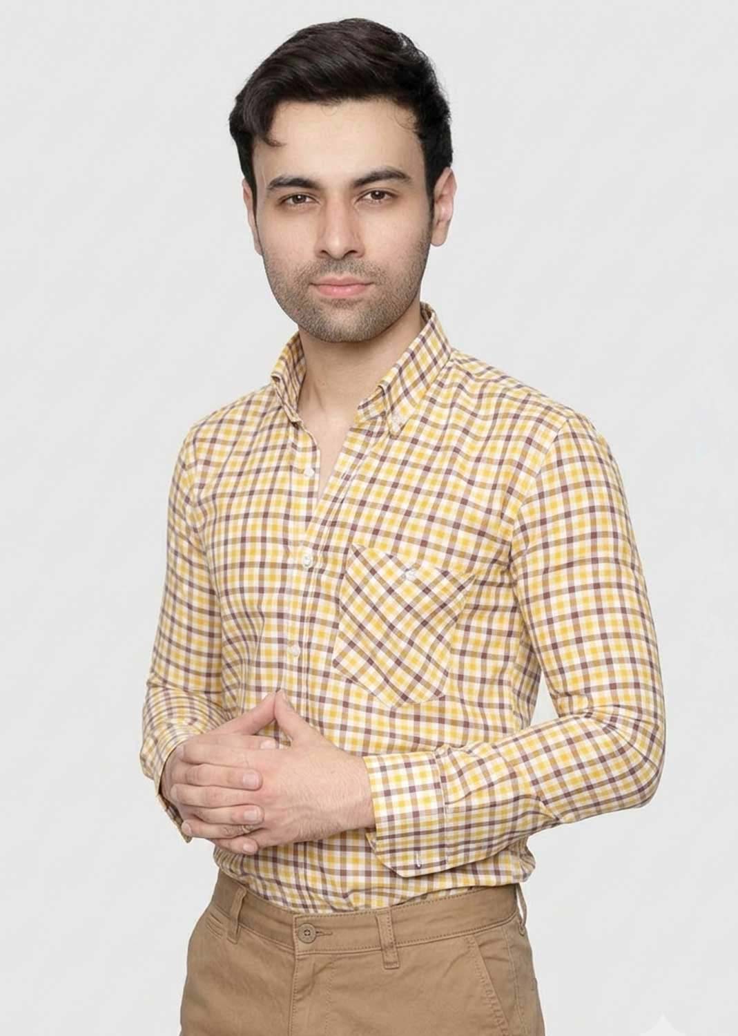cotton Casual Shirt in Mustard