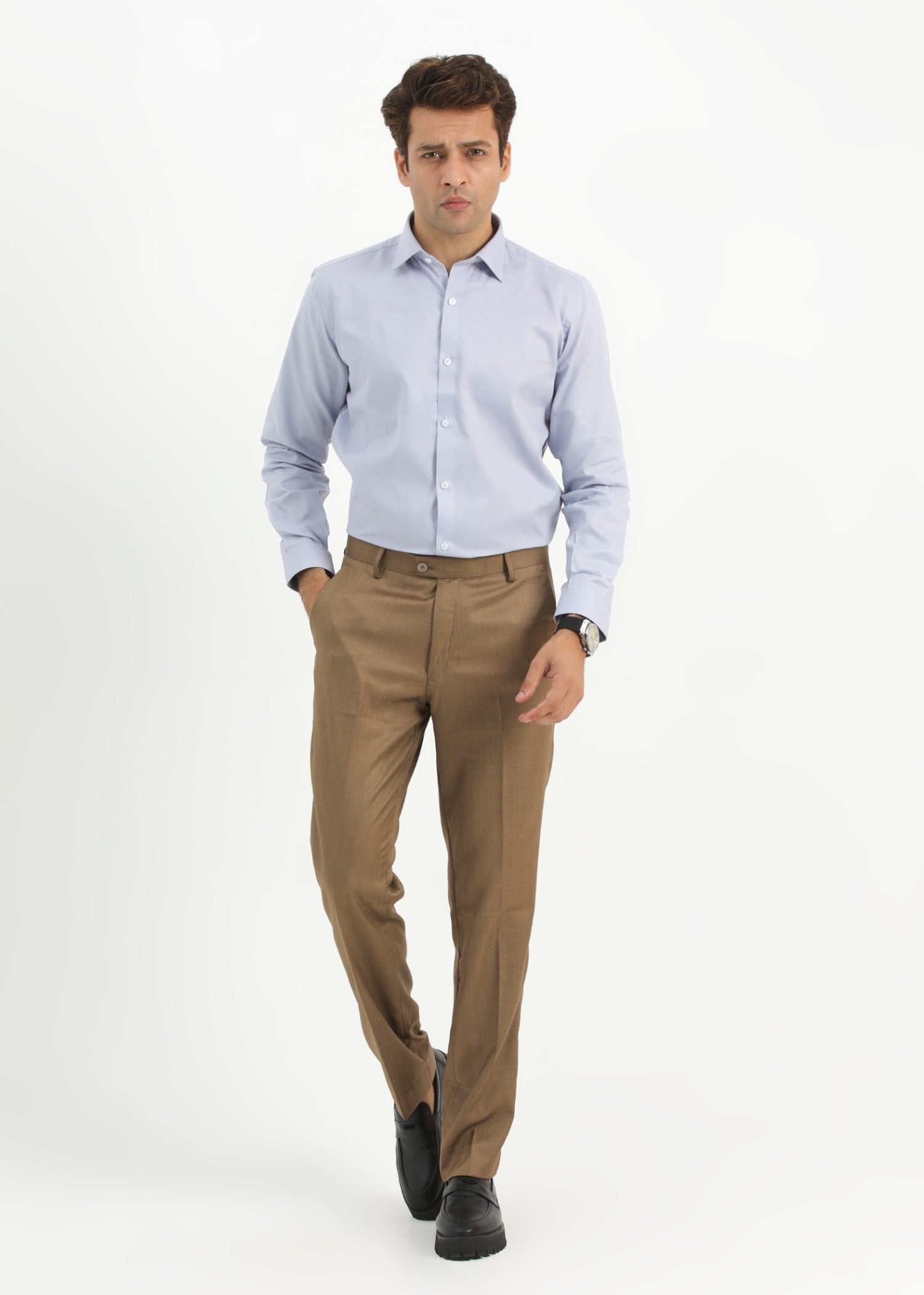 cotton silk Formal Shirt in Powder blue