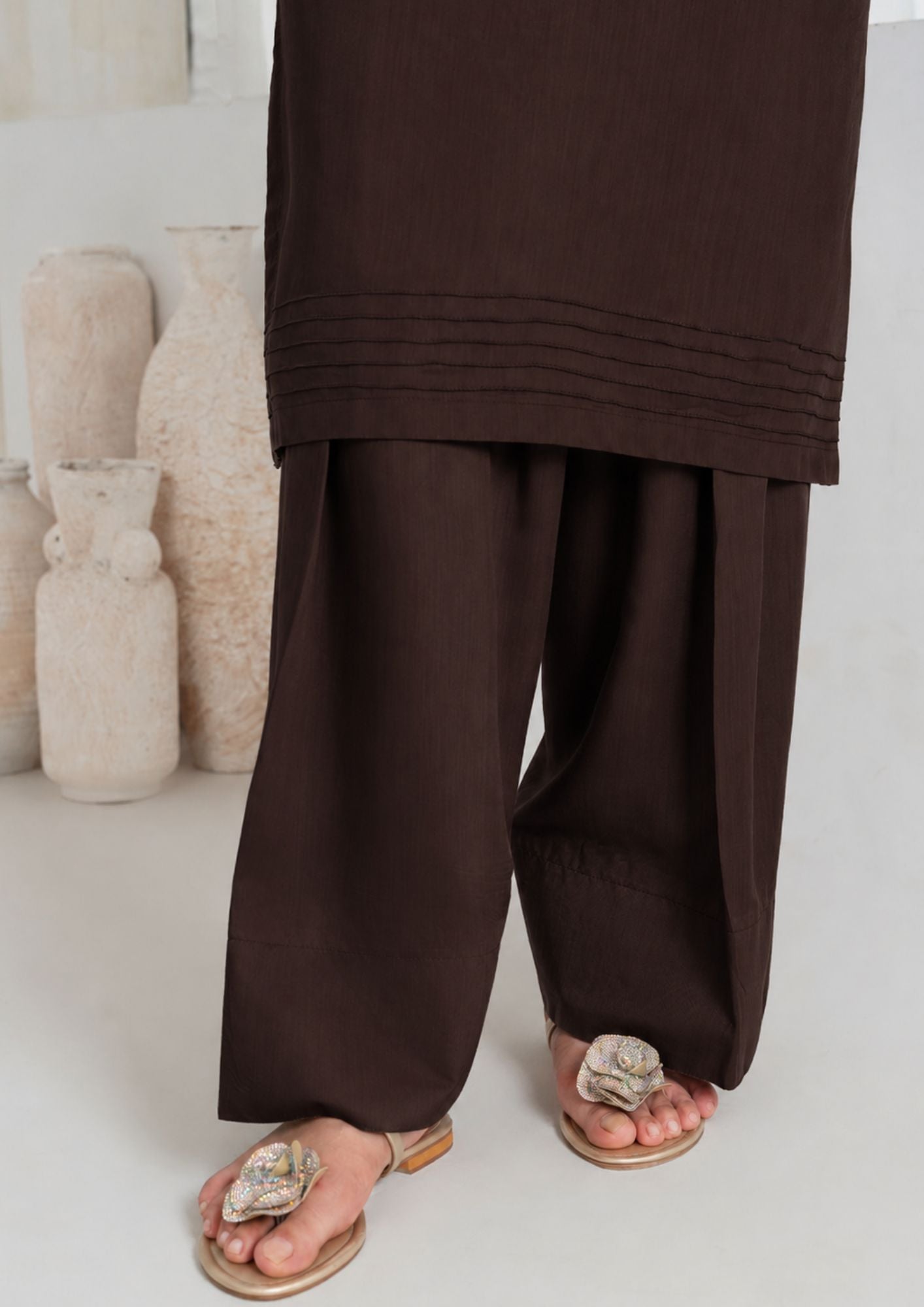 viscose Kurta Set in Chocolate brown