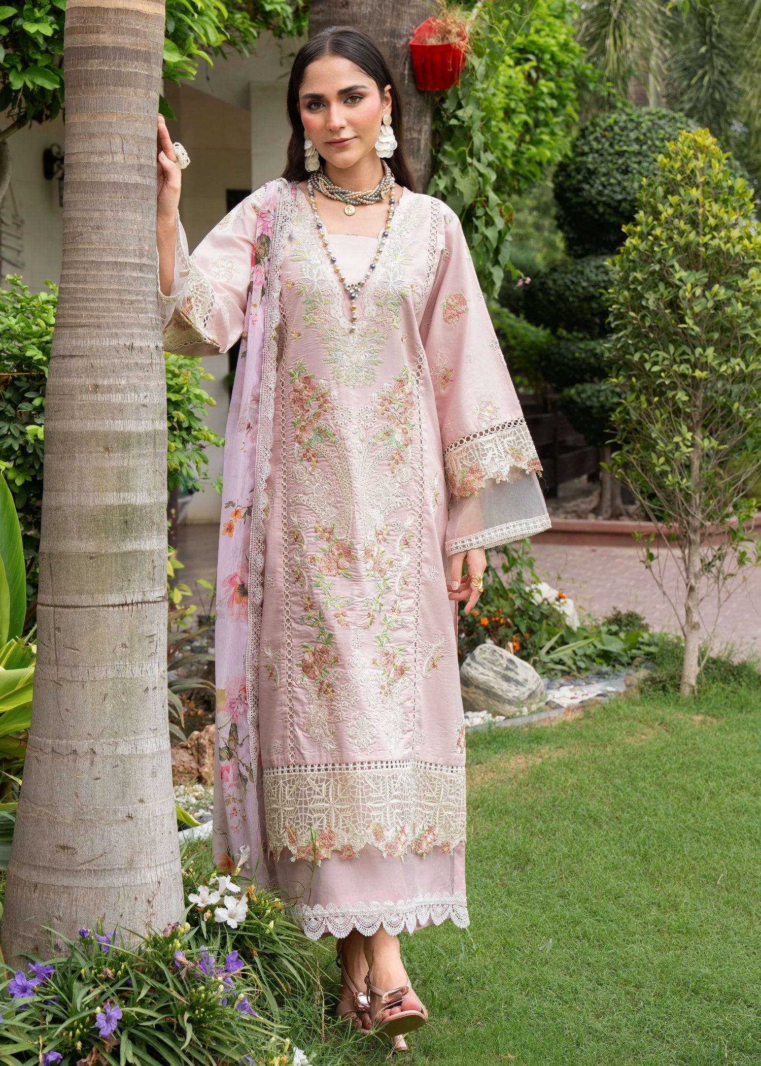 lawn Kurta Set in Orchid pink