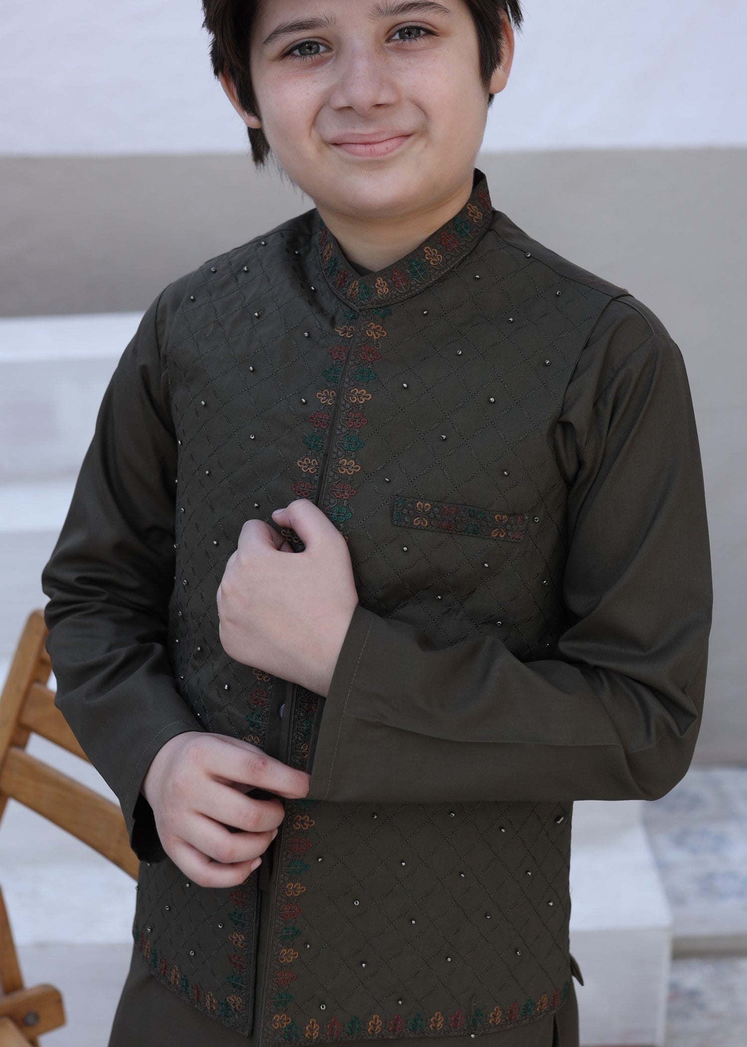 suiting Waistcoat in Olive green