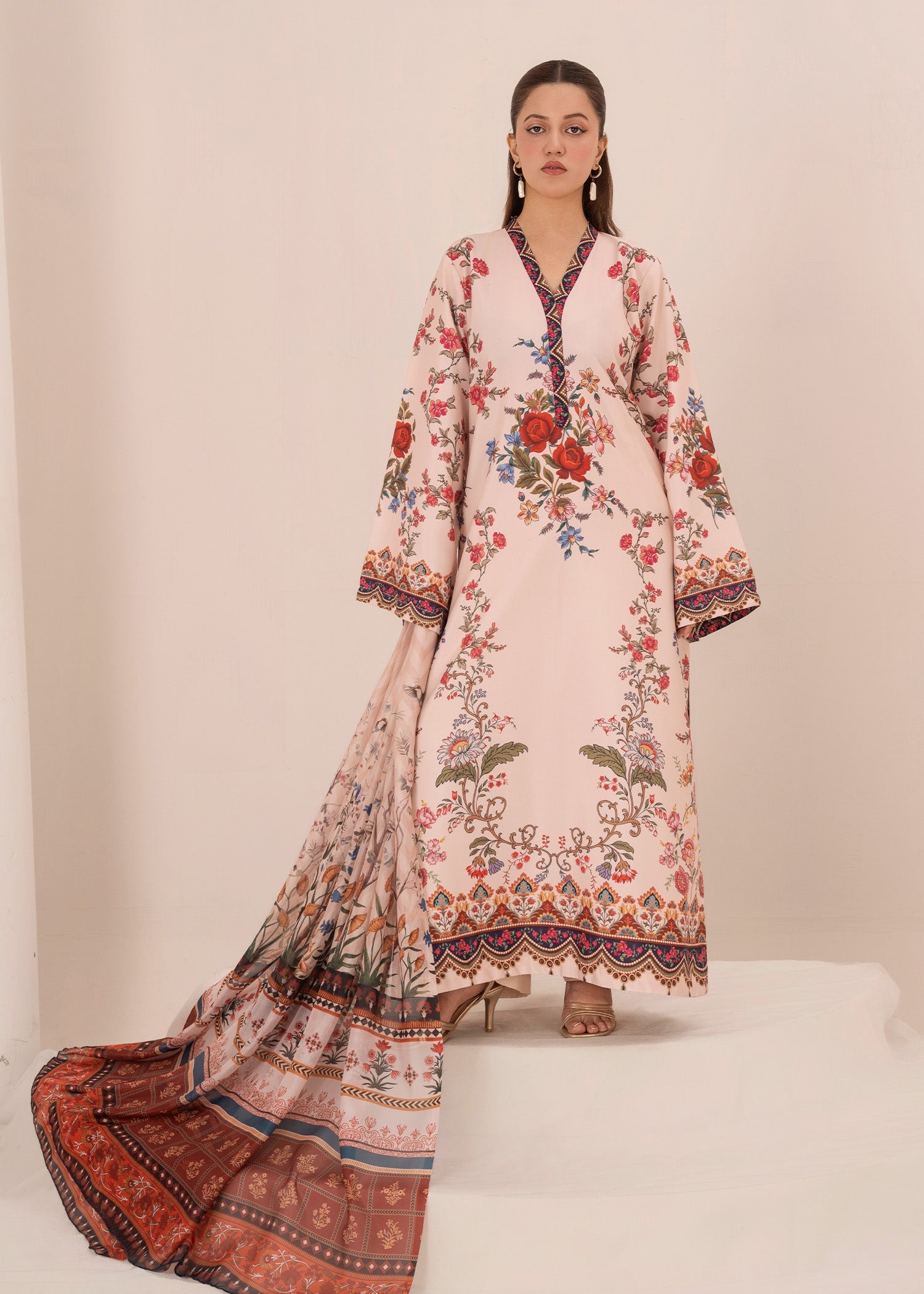 crepe Kurta Set in Light pink